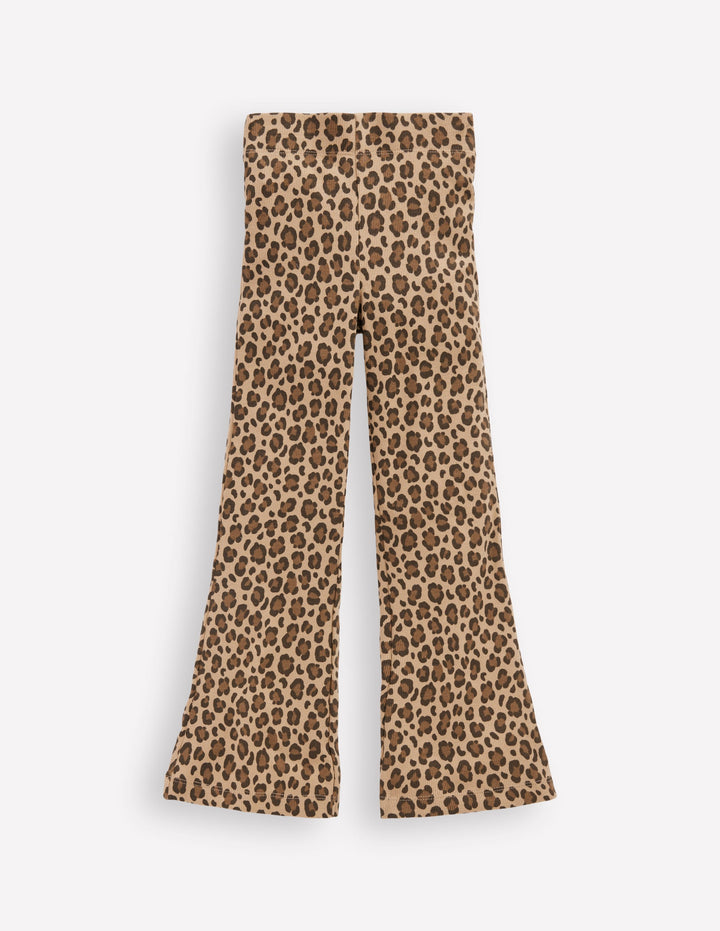 Gerippte, ausgestellte Leggings-Mohair, Leopardenmuster