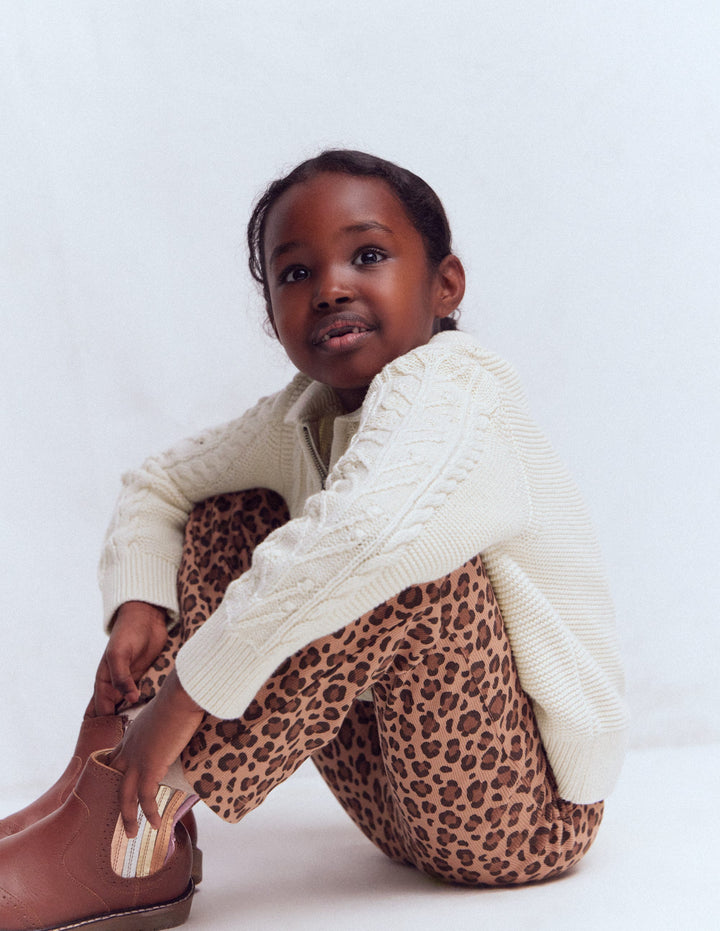 Gerippte, ausgestellte Leggings-Mohair, Leopardenmuster