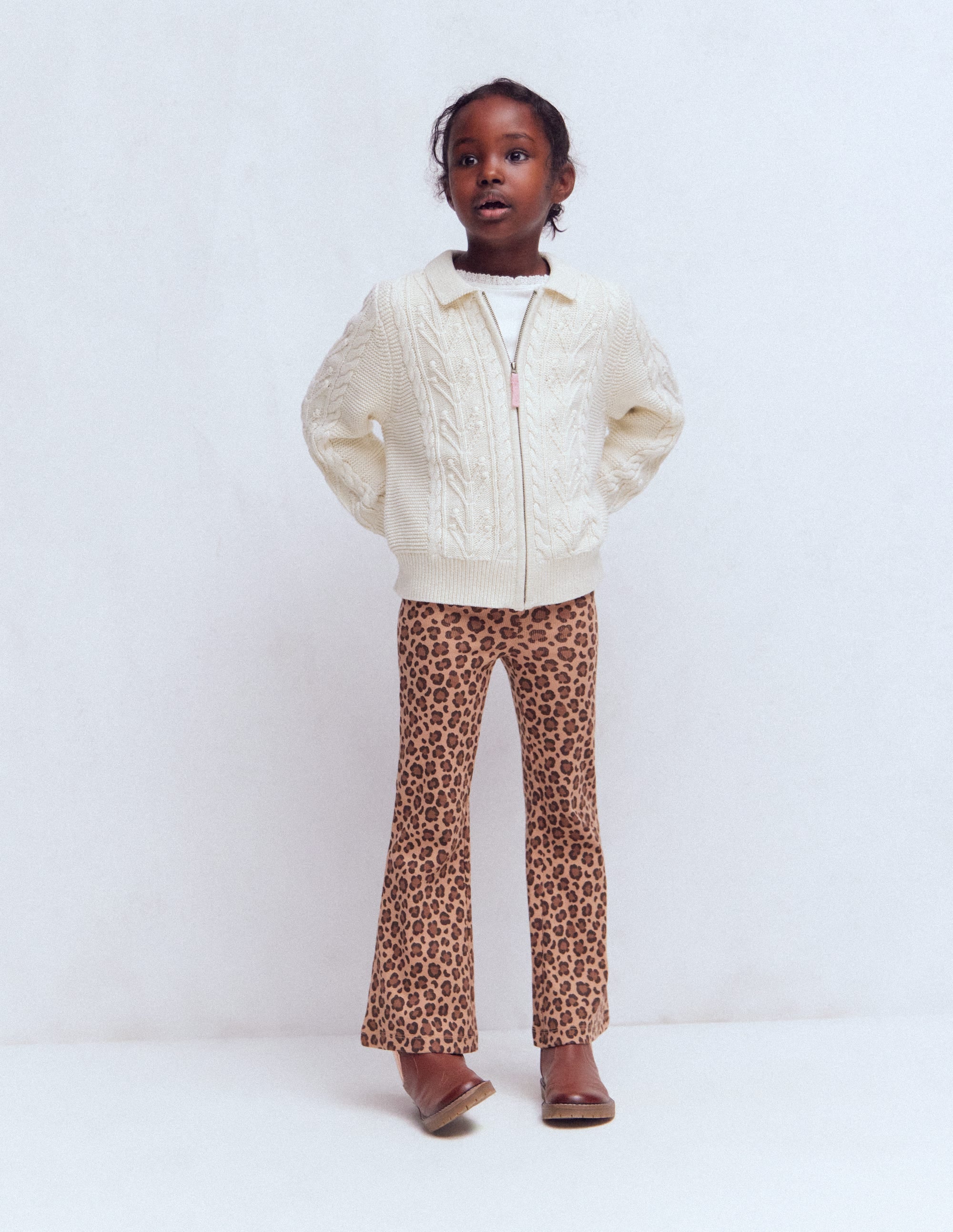 Gerippte, ausgestellte Leggings-Mohair, Leopardenmuster - Image 2