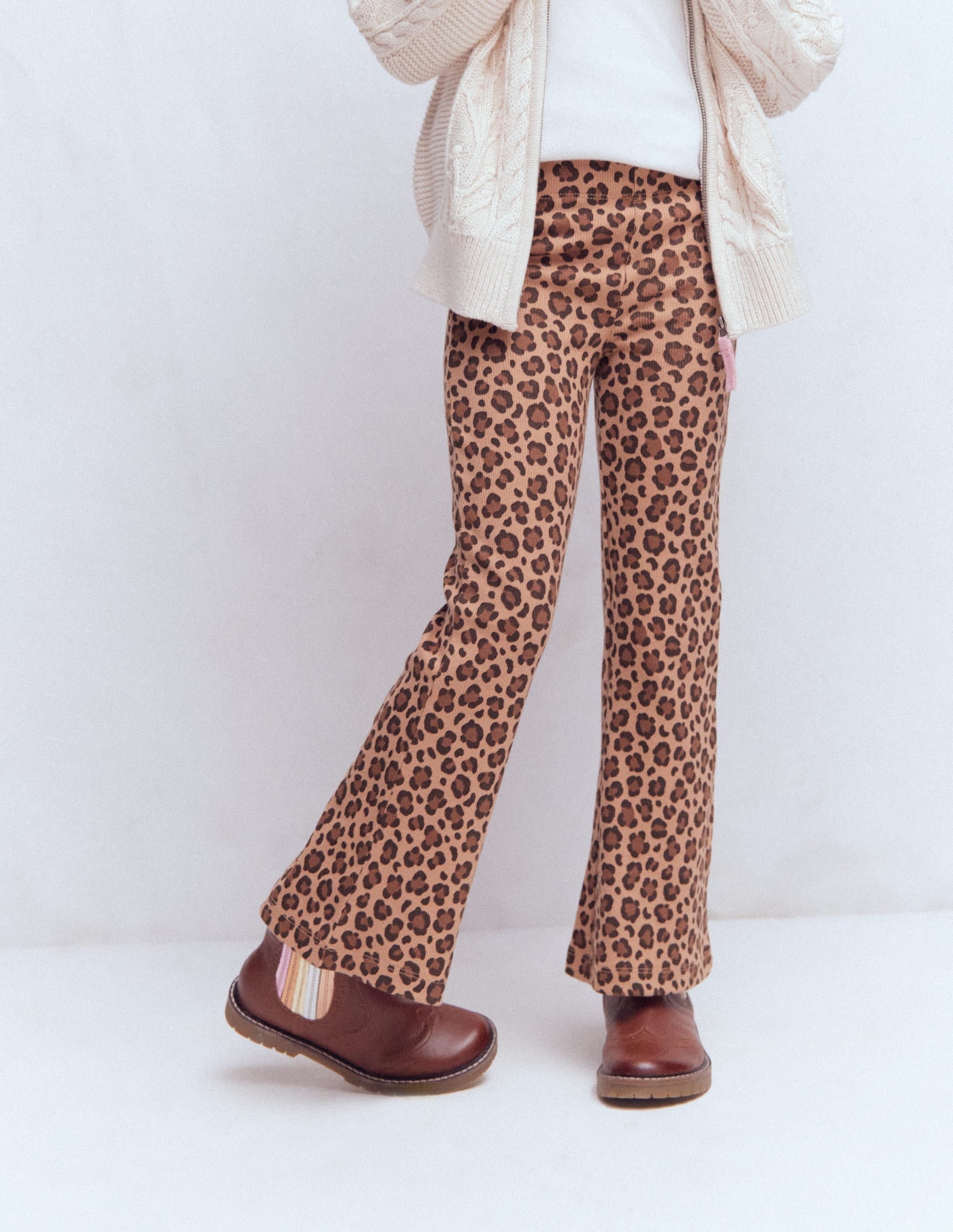 Gerippte, ausgestellte Leggings-Mohair, Leopardenmuster - Image 3
