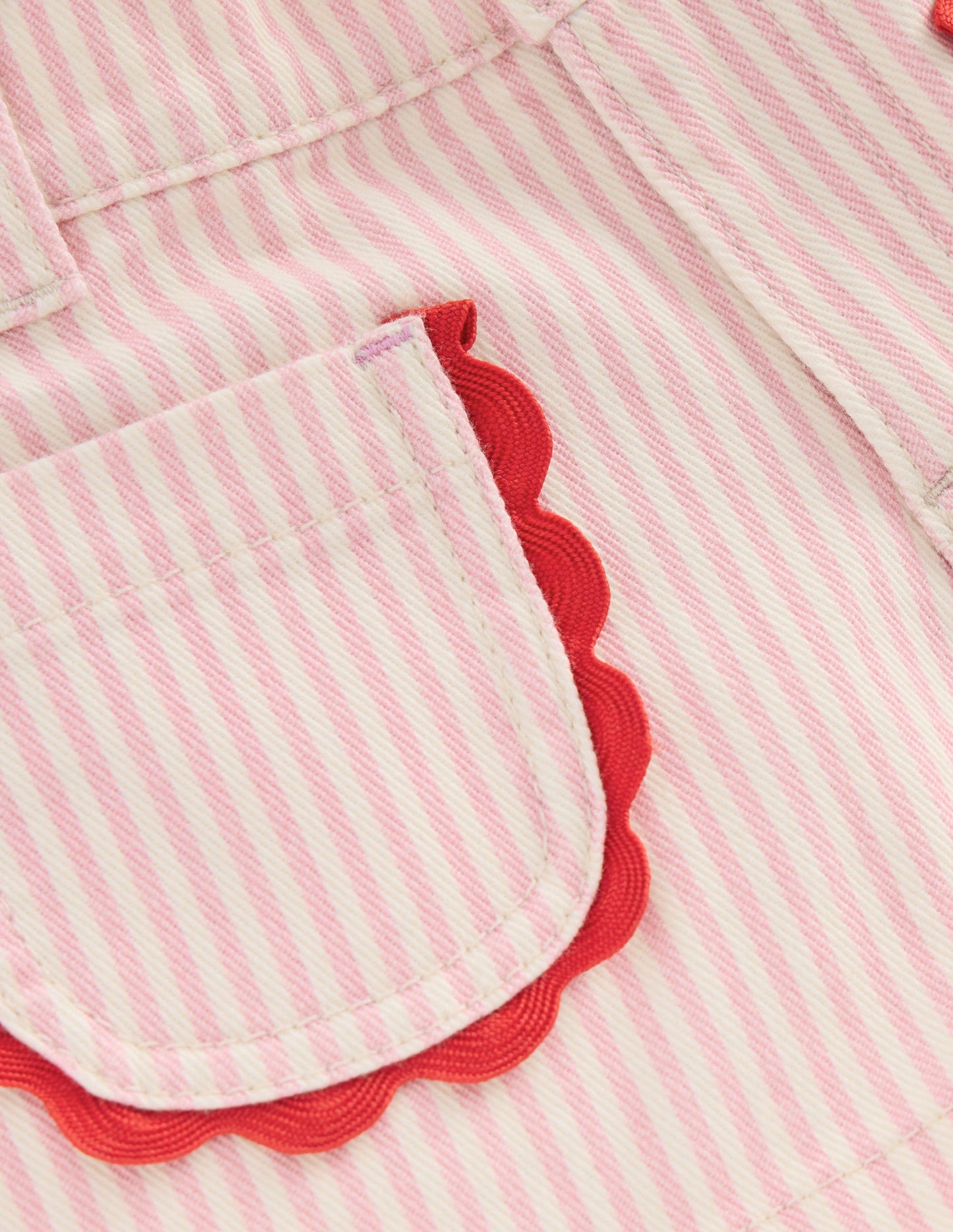 Patch Pocket Shorts-Pink Ticking Stripe