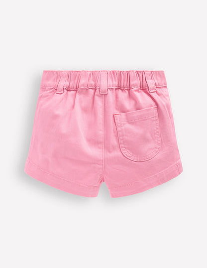 Patch Pocket Shorts-Pink Embroidered Denim-2