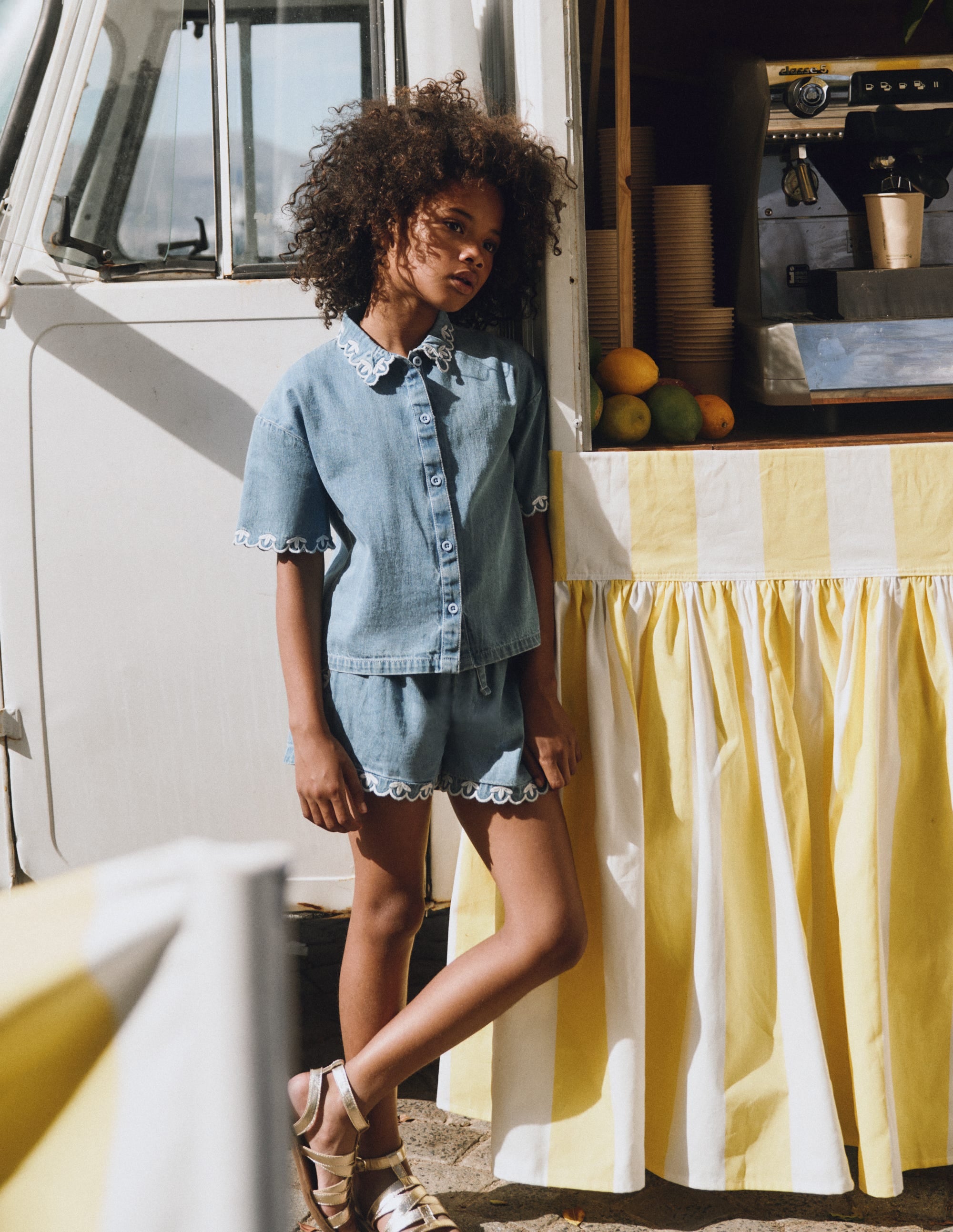 Gewebte Shorts zum Hineinschlüpfen-Blauer Faux-Uni - Image 4