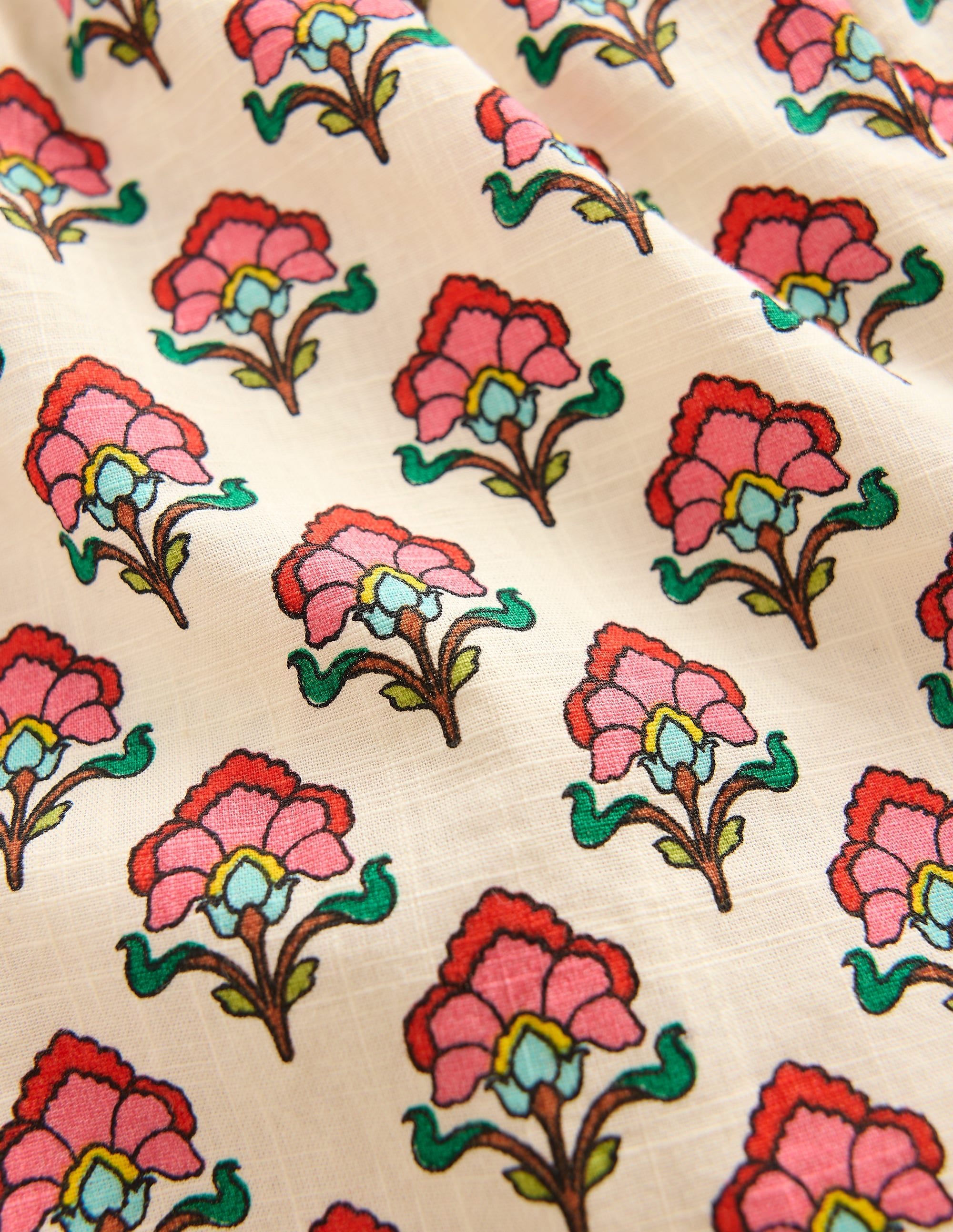 Short tissé à volants-Motif floral xylographique ivoire - Image 3