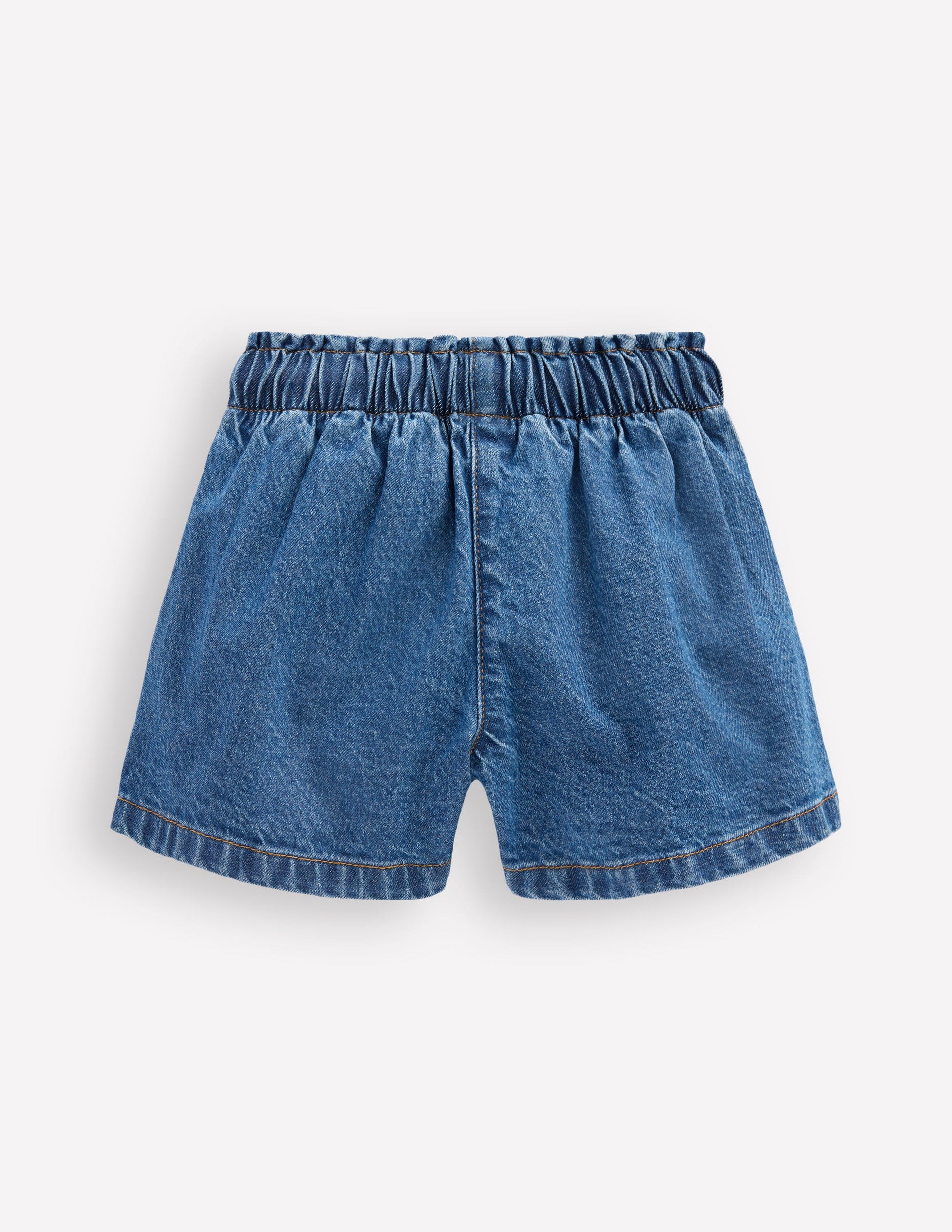 Shorts mit gerüschter Taille-Mittlere Mischung Denim-2