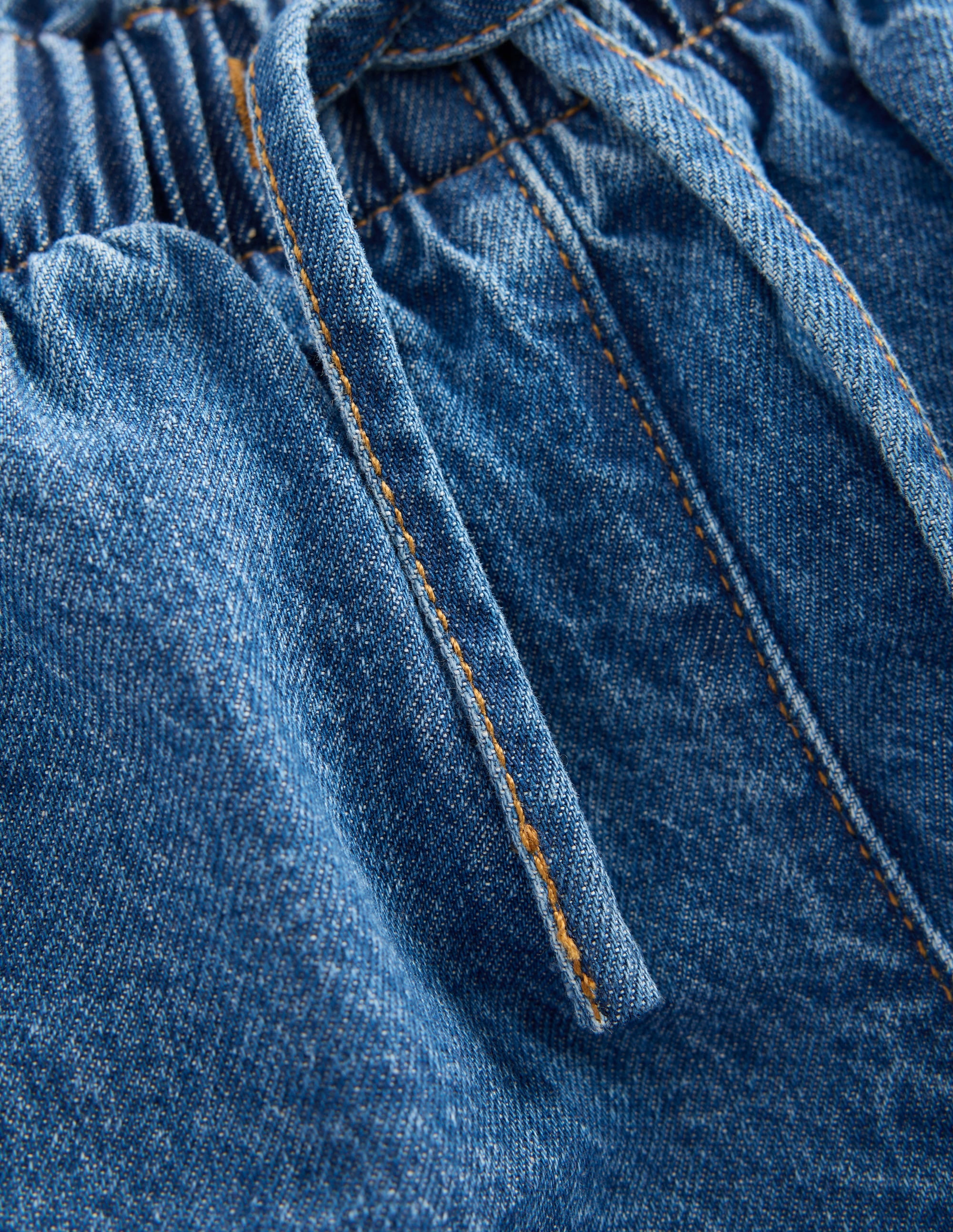 Frill Waist Shorts-Mid Vintage Denim - Image 3