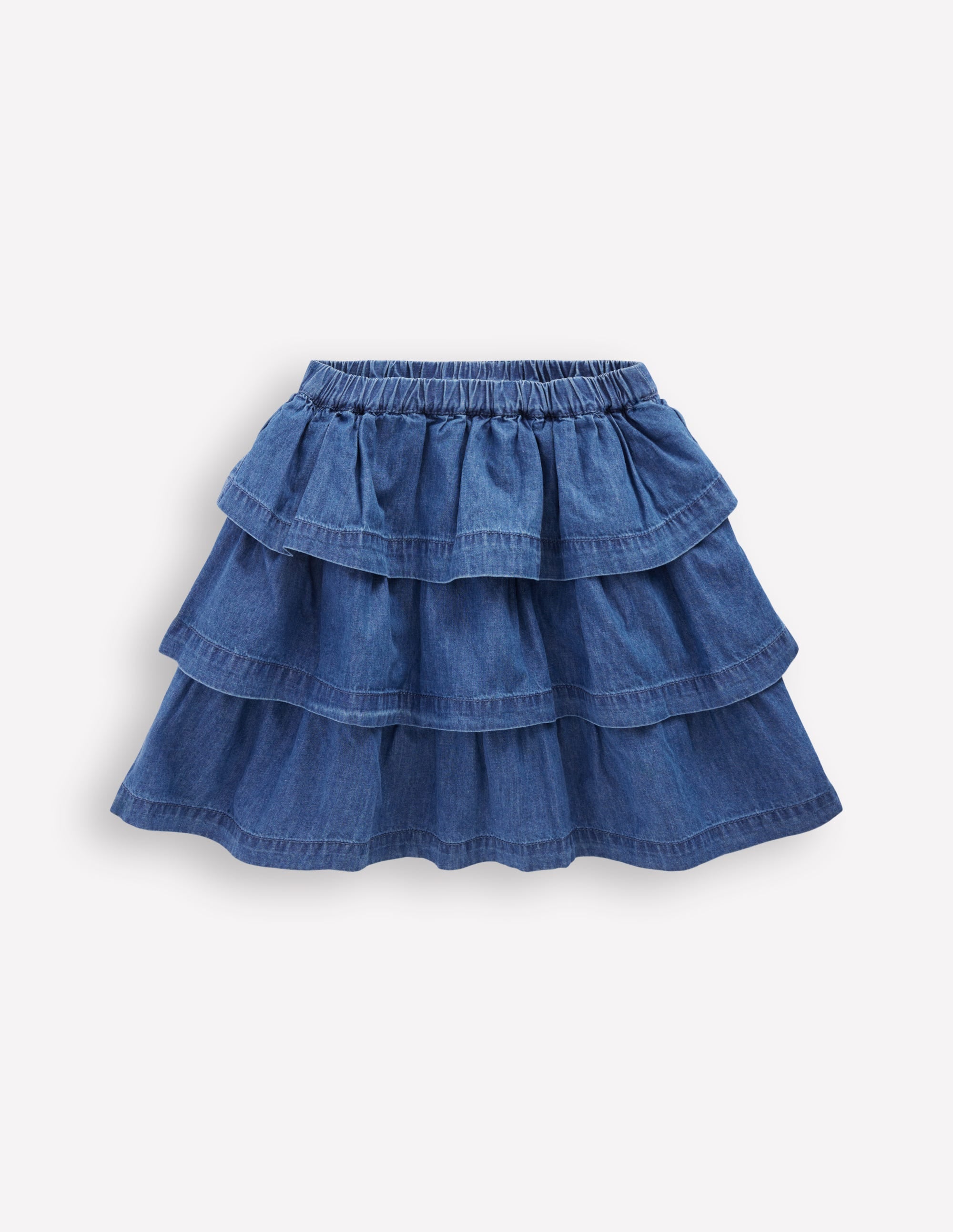 Gerüschter Stufenrock-Mittlere Mischung Denim - Image 1