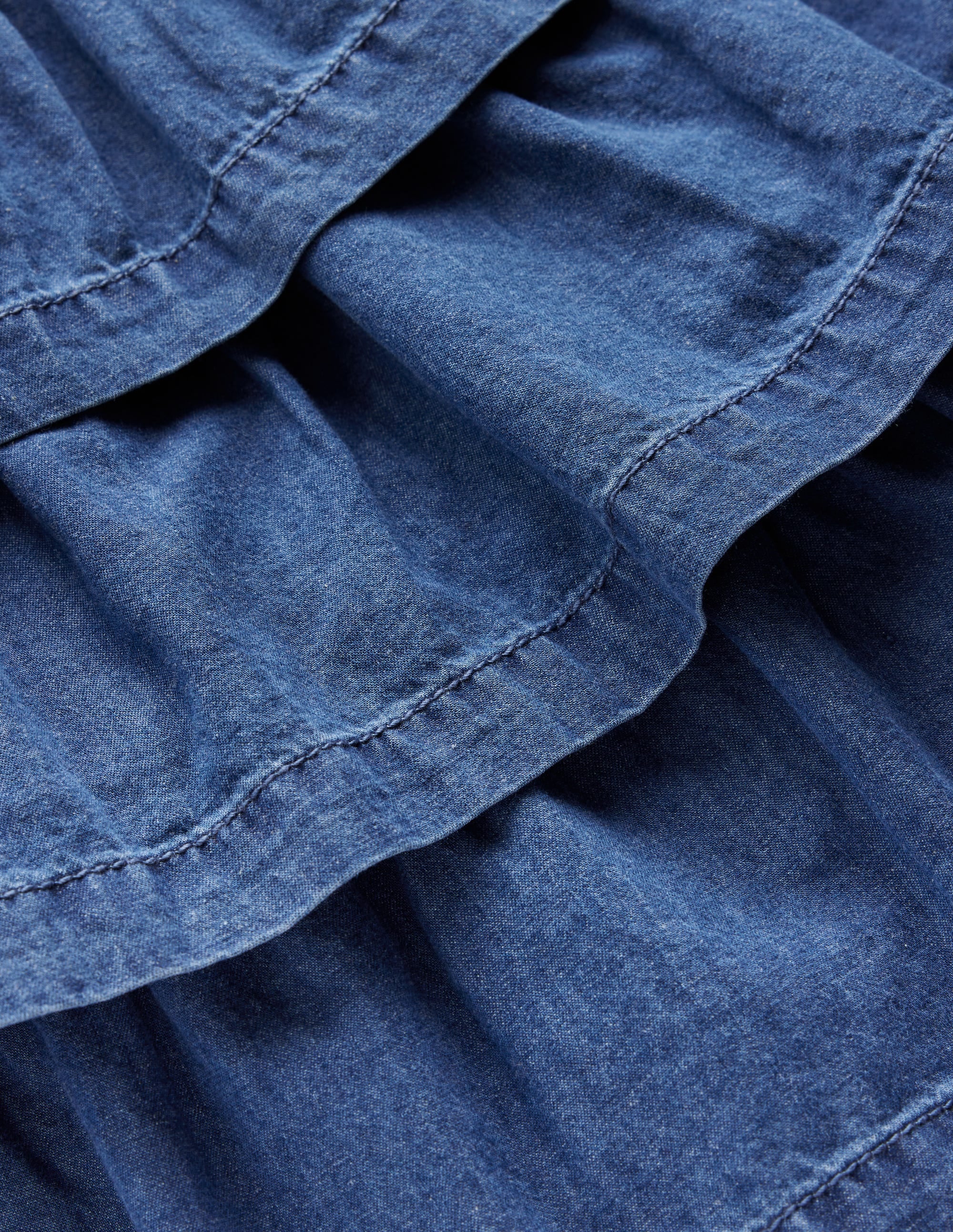 Gerüschter Stufenrock-Mittlere Mischung Denim - Image 3