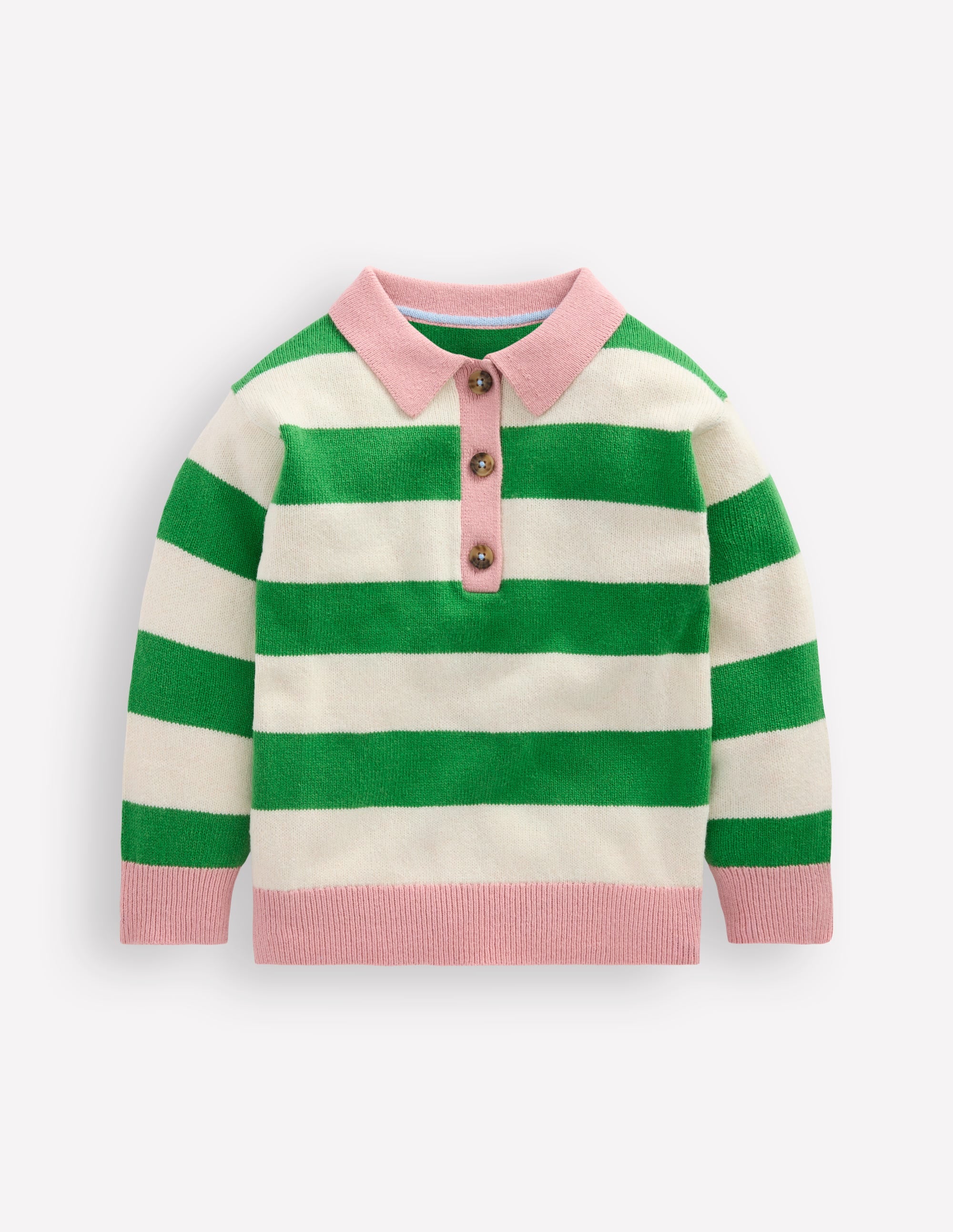 Pull de rugby en maille-Vert petit pois/écru chiné - Image 4