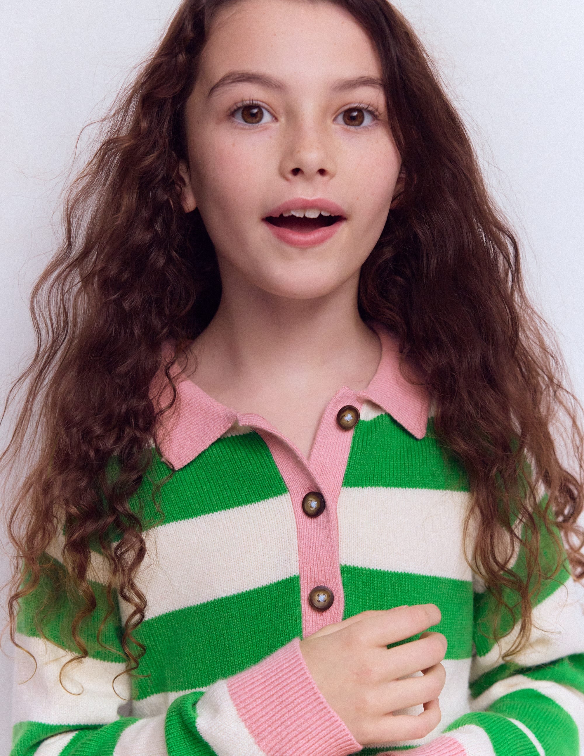 Pull de rugby en maille-Vert petit pois/écru chiné - Image 3