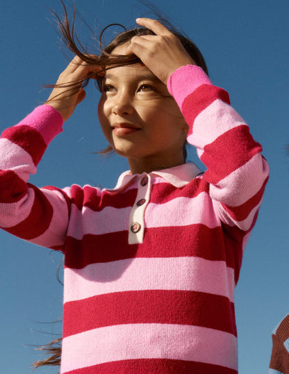 Rugby-Strickpullover-Portwein/Rosa Streifen-1