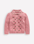 Gilet à col en pointelle-Rose vintage
