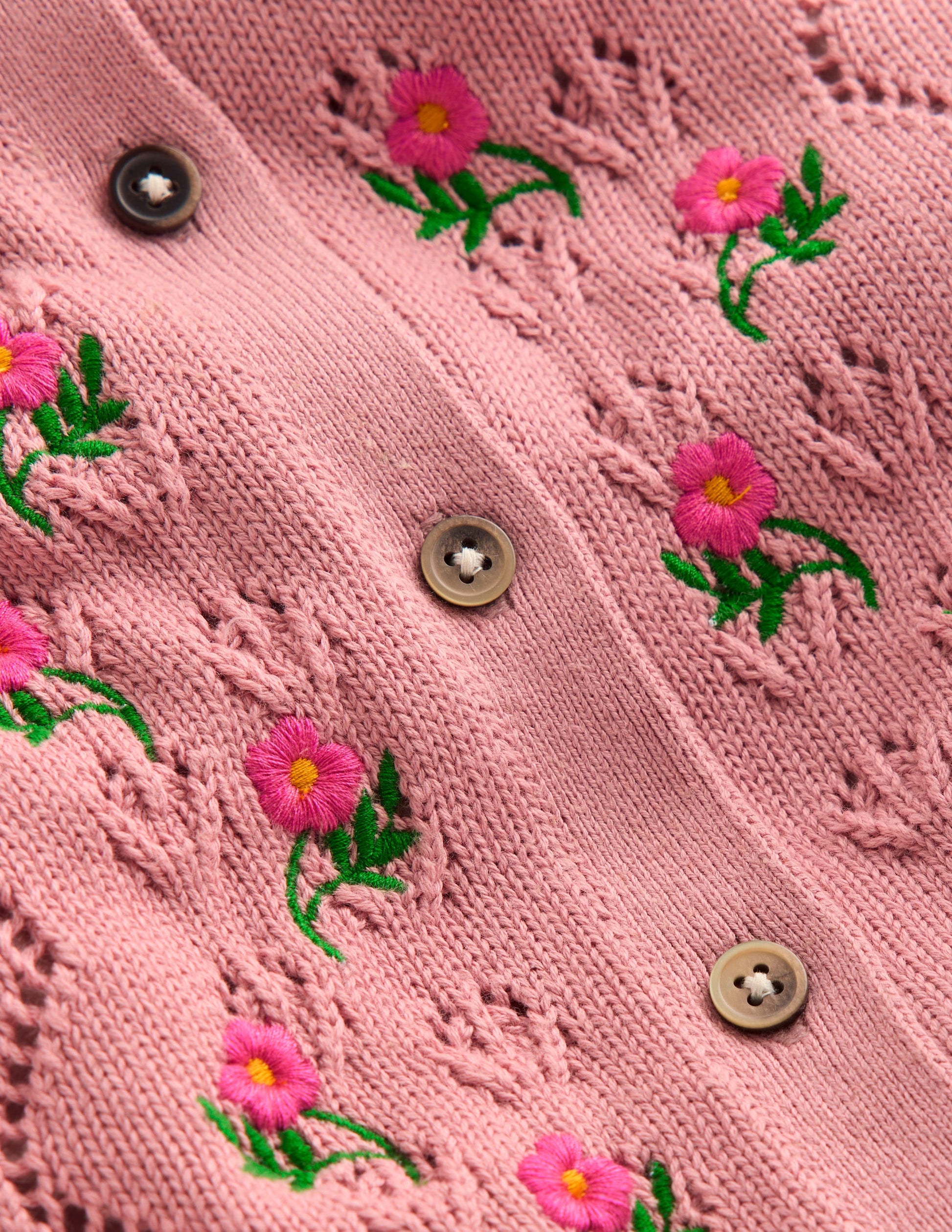 Pointelle-Strickjacke mit Kragen-Vintage-Rosa-4