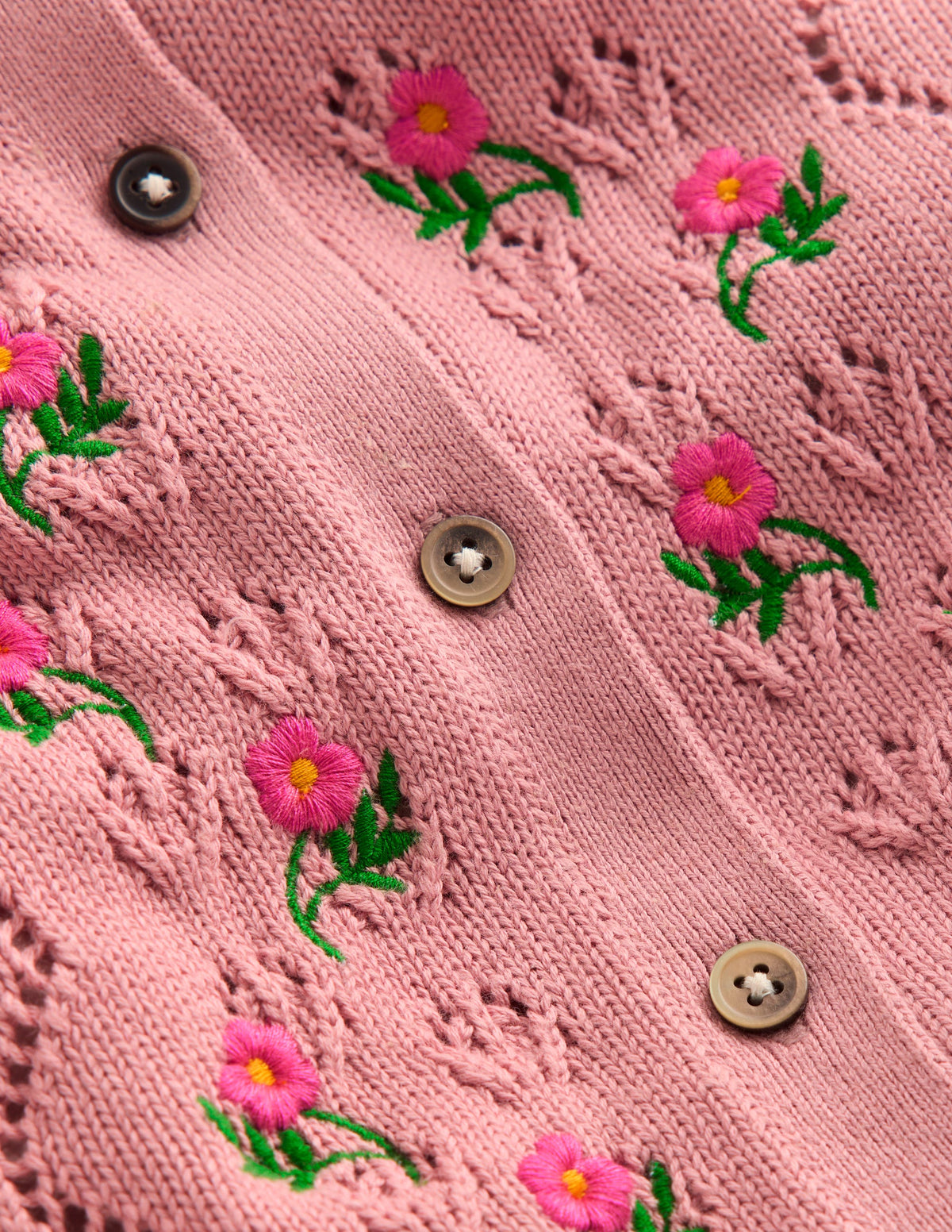 Pointelle-Strickjacke mit Kragen-Vintage-Rosa - Image 3