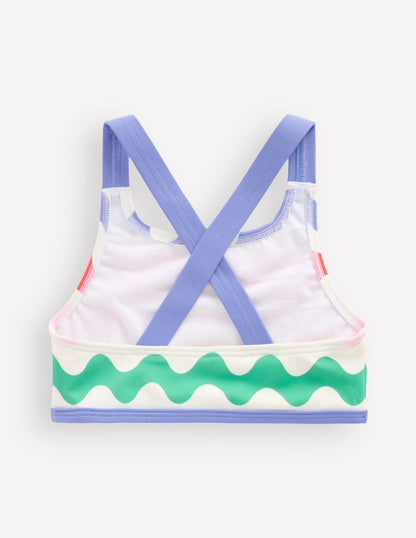 Bikinioberteil mit überkreuzter Rückseite-Bunt Welle-2