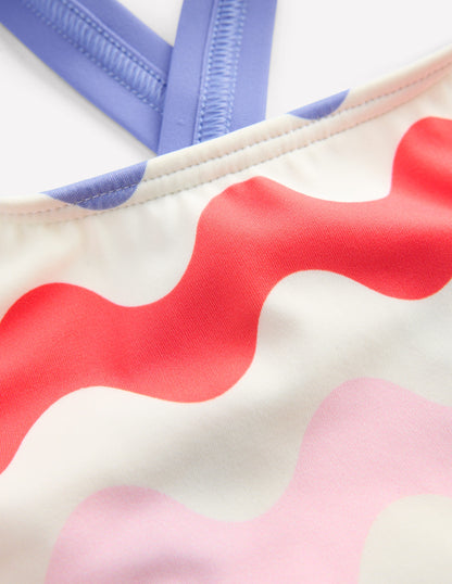 Bikinioberteil mit überkreuzter Rückseite-Bunt Welle-3