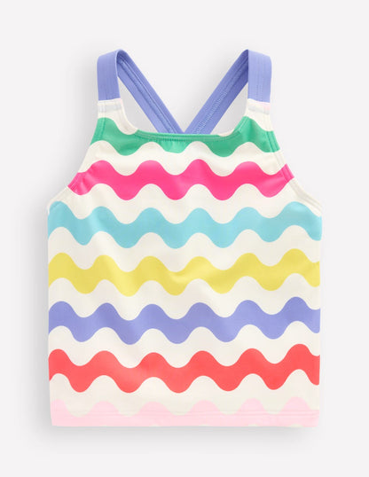 Top de tankini croisé dans le dos-Vague multi-1