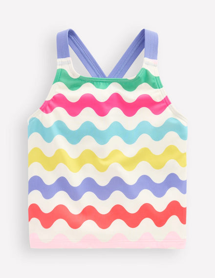 Tankini-Oberteil mit gekreuzten Rückenträgern-Bunt Welle