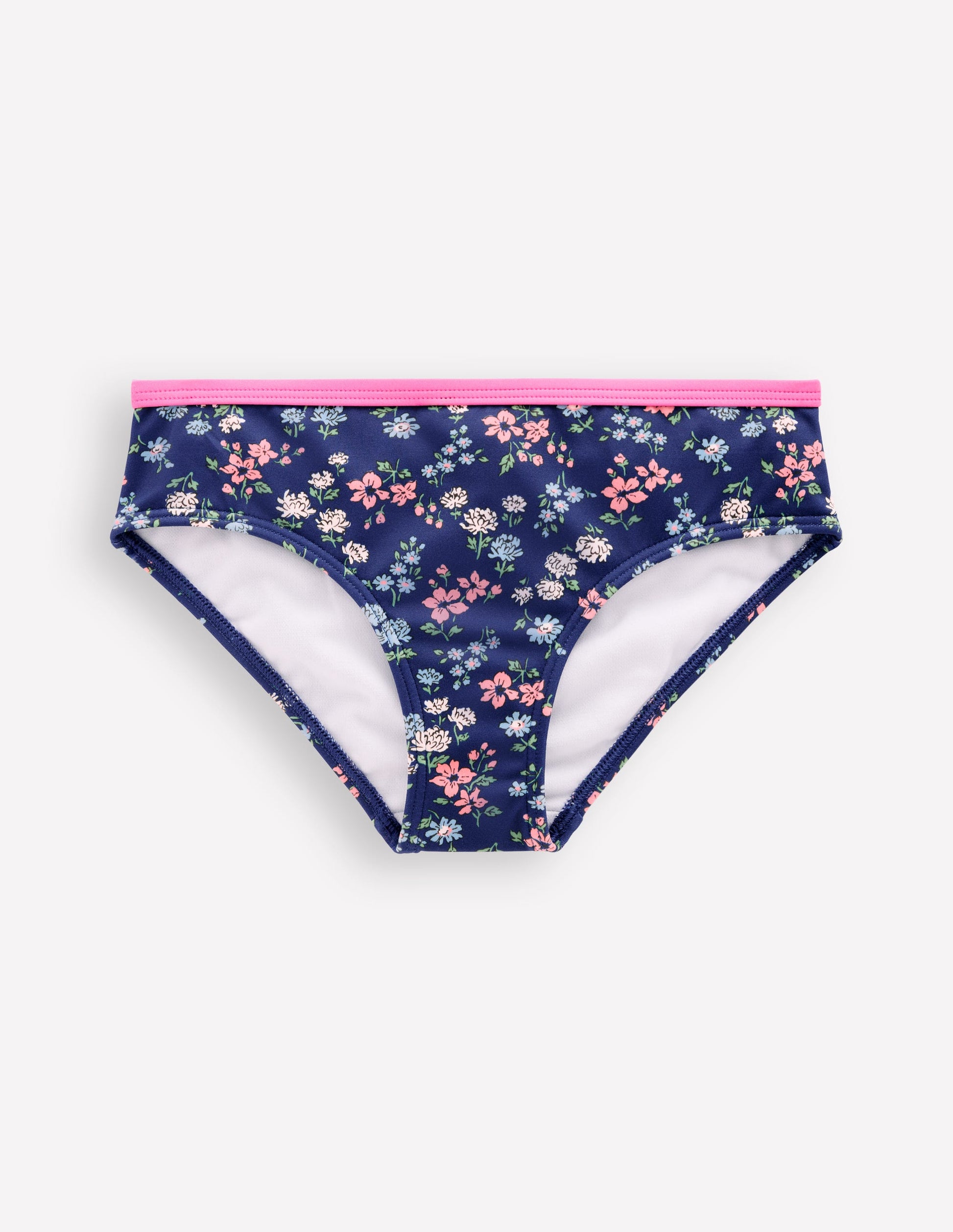 Gemusterte Bikinihose-Saphirblau Wiese Blumenmuster-1