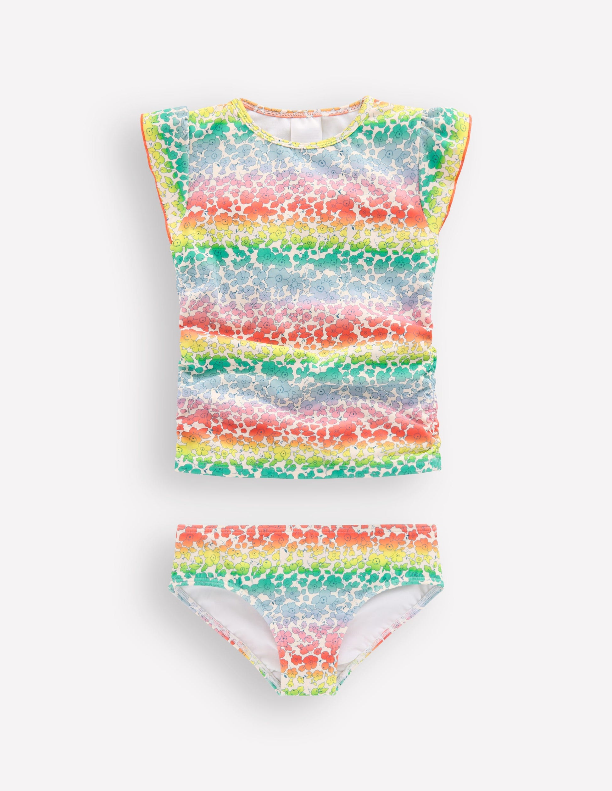 Gerafftes Tankini-Set-Regenbogen-Ombré Blumenbeet-1