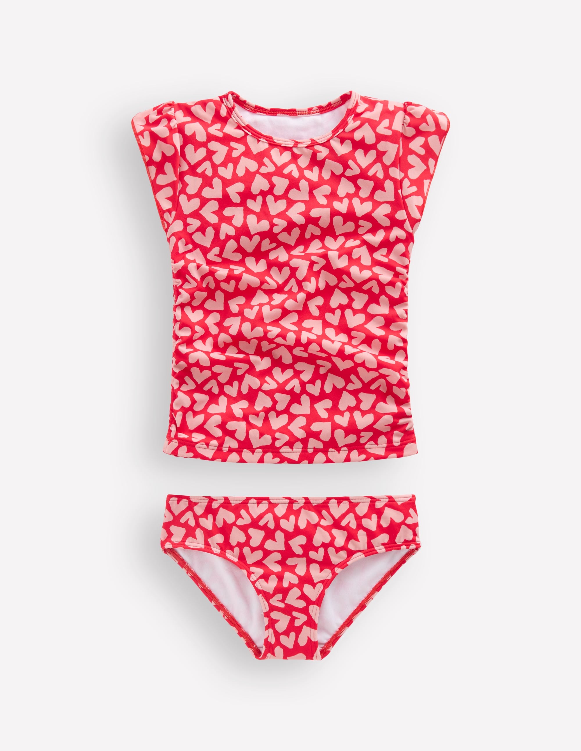 Gerafftes Tankini-Set-Rockabilly-Rot Herz-Collage - Image 1