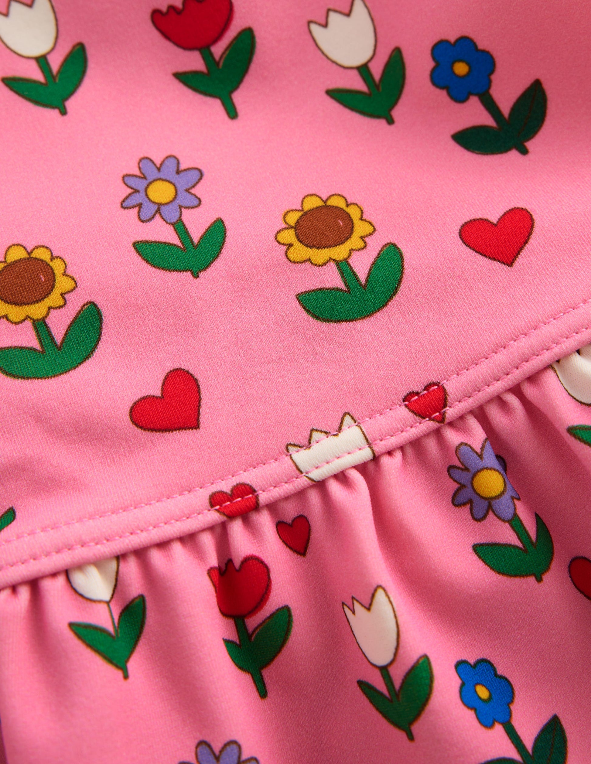 Langärmliges Bade-Set mit Rüschen-Mandelrosa Sonnenblumen Garten-3