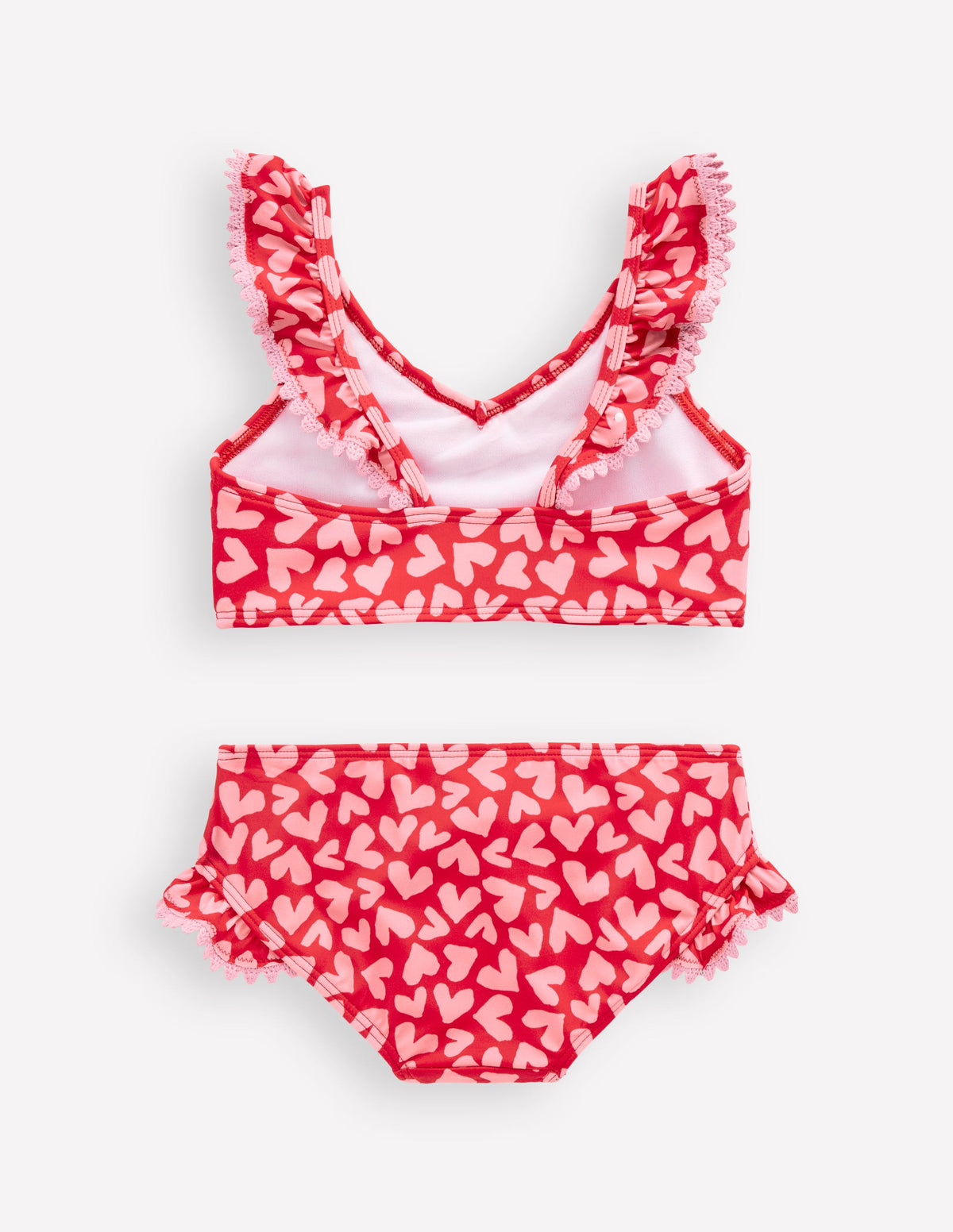 Bikini mit Rüschen und V-Ausschnitt-Rockabilly-Rot Herz-Collage - Image 2
