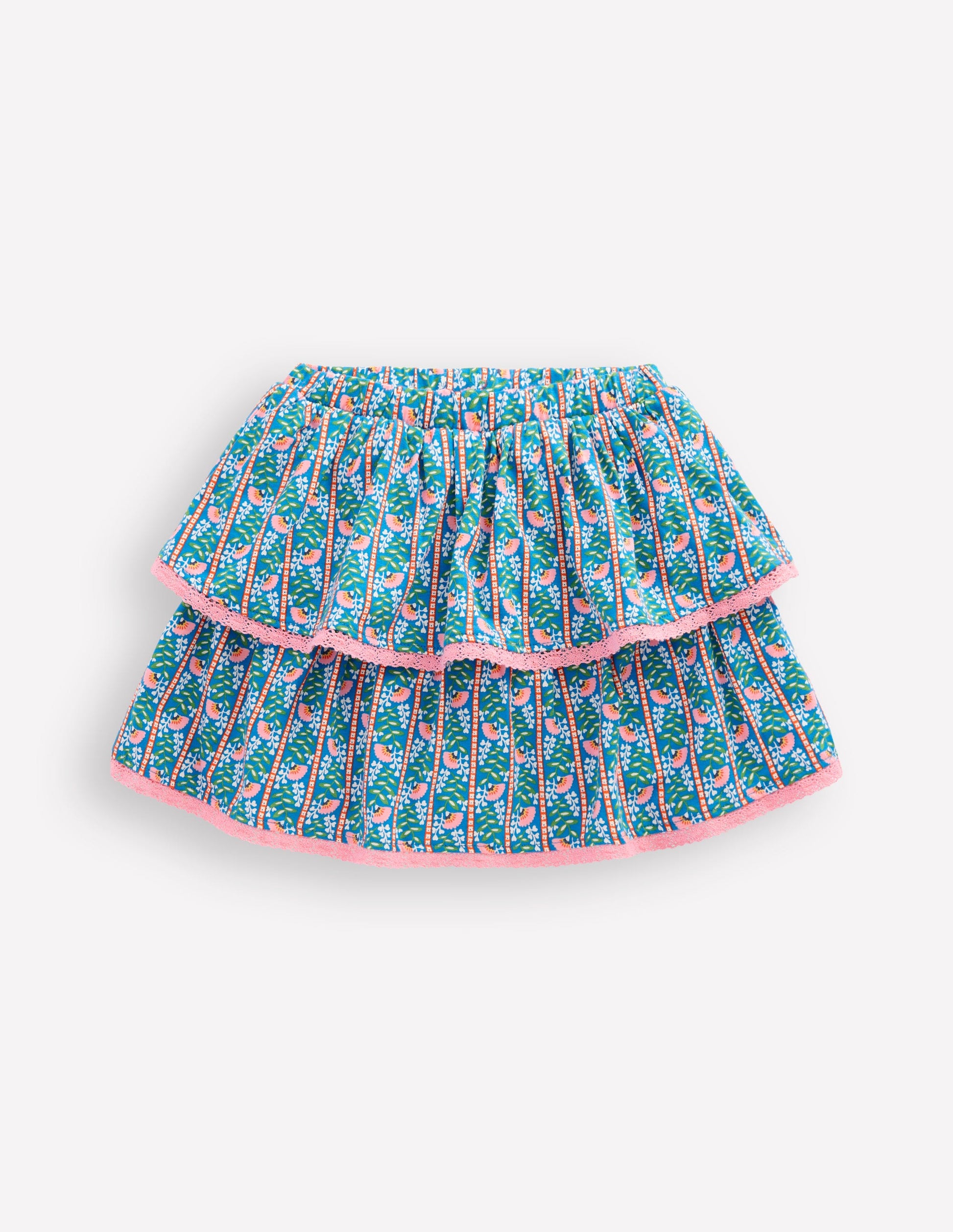 Jersey-Skort mit Rüschen-Eisvogelblau Florale Rebe-3