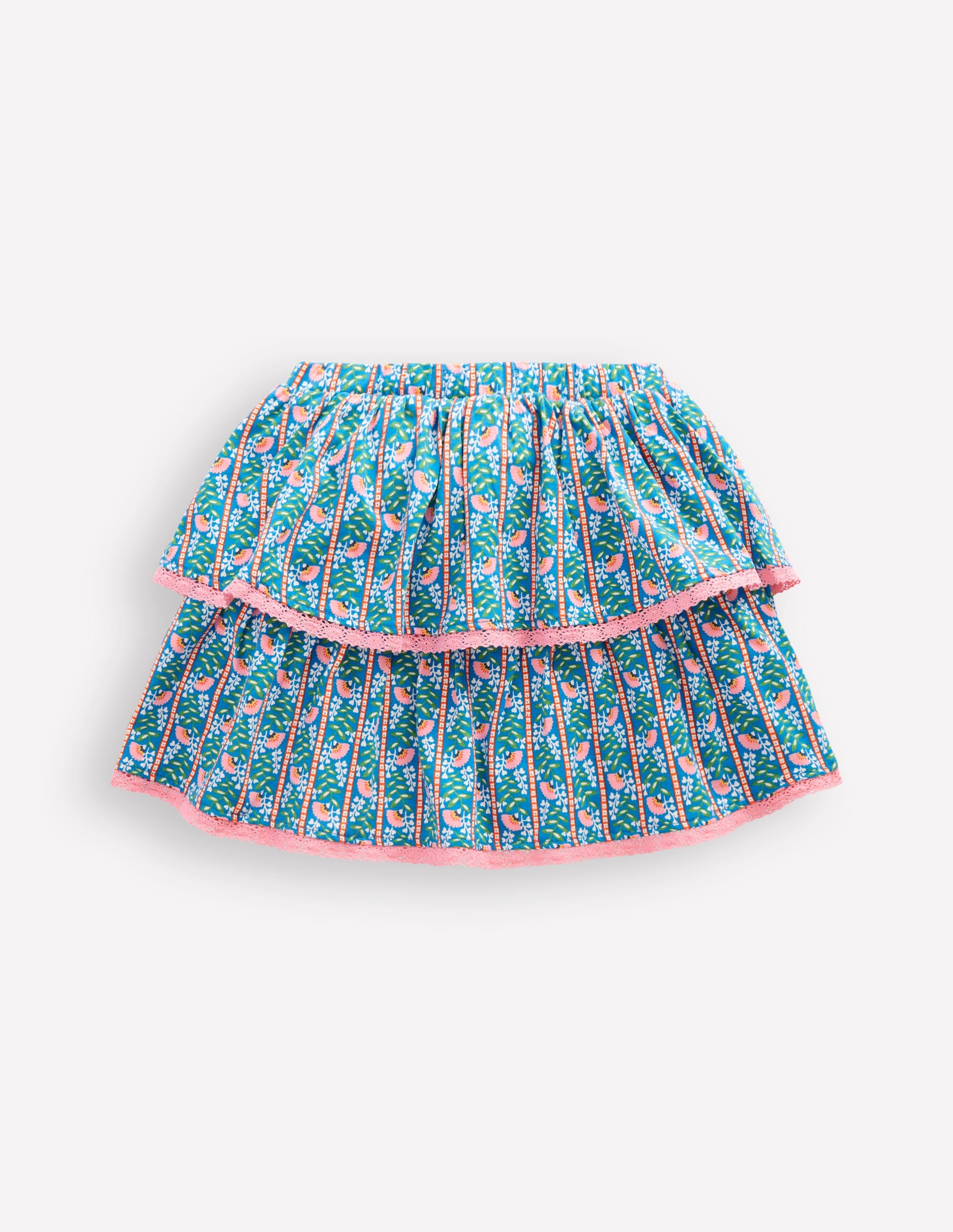 Jupe-short en jersey à volants-Motif Floral Vine bleu martin-pêcheur - Image 4