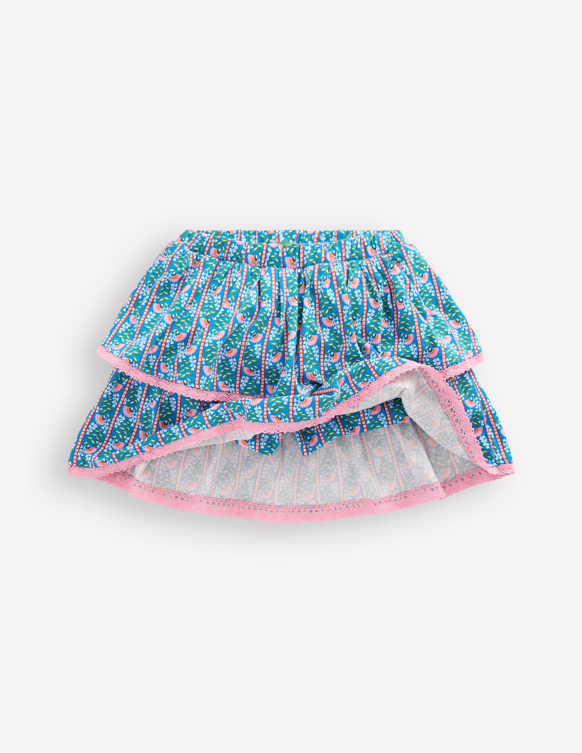 Jersey-Skort mit Rüschen-Eisvogelblau Florale Rebe-6