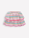 Jersey-Skort mit Rüschen-Ackerbohnengrün/Pink, Gestreift