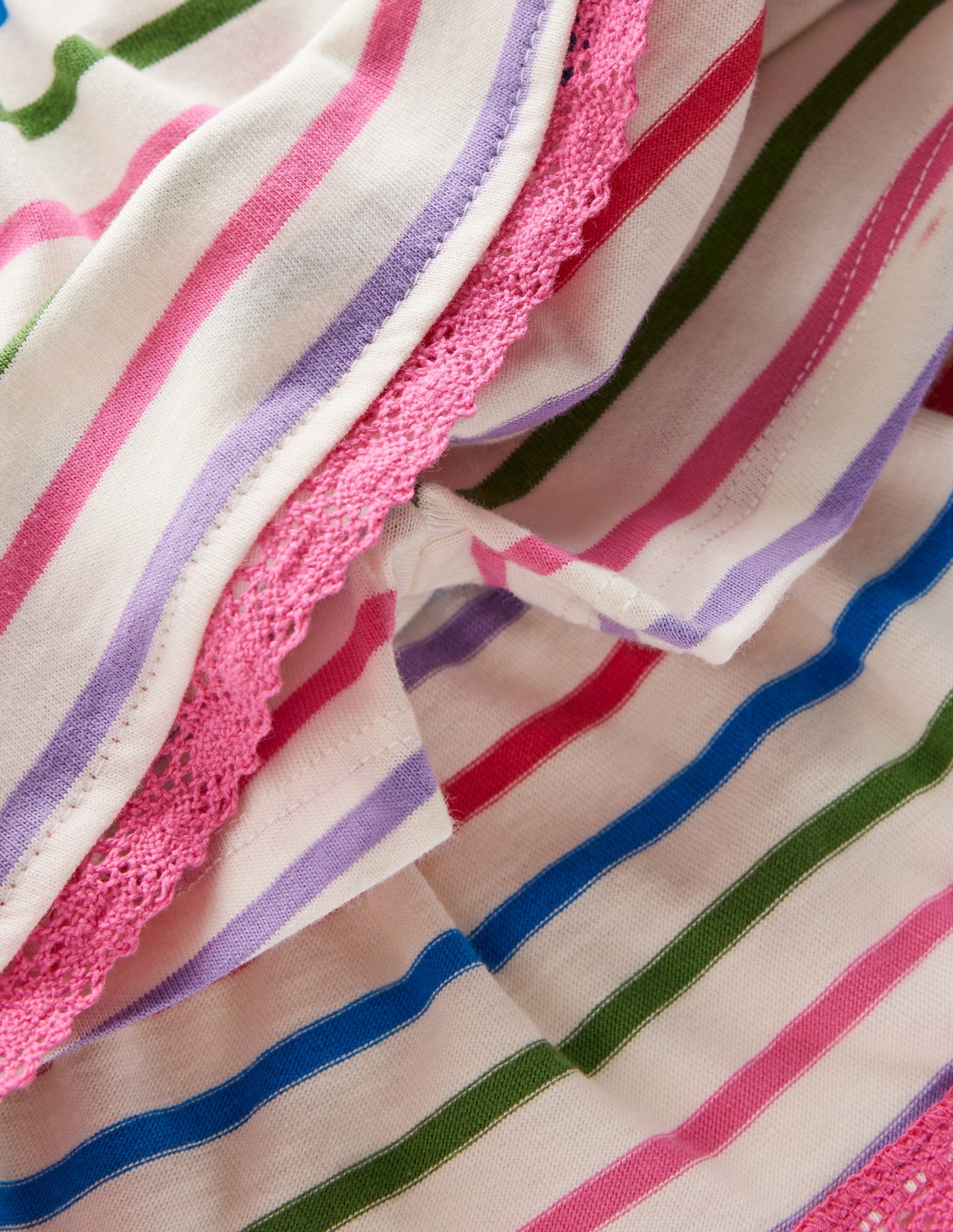 Jersey-Skort mit Rüschen-Ackerbohnengrün/Pink, Gestreift