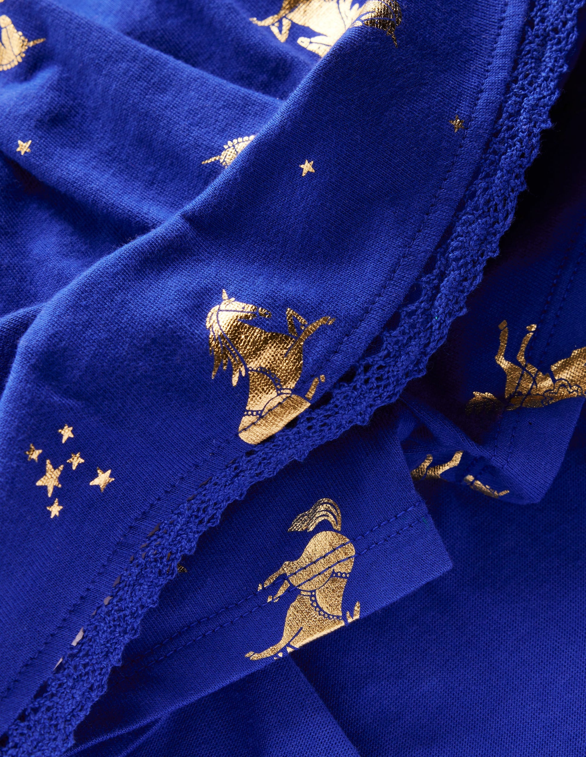 Jersey-Skort mit Rüschen-Saphirblau Pferde-3