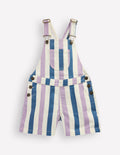 Kurze Latzhose-Lila/Marineblau Streifen