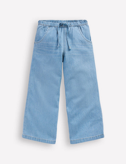 Jeans mit Kordelzug-Helle Waschung Denim-1
