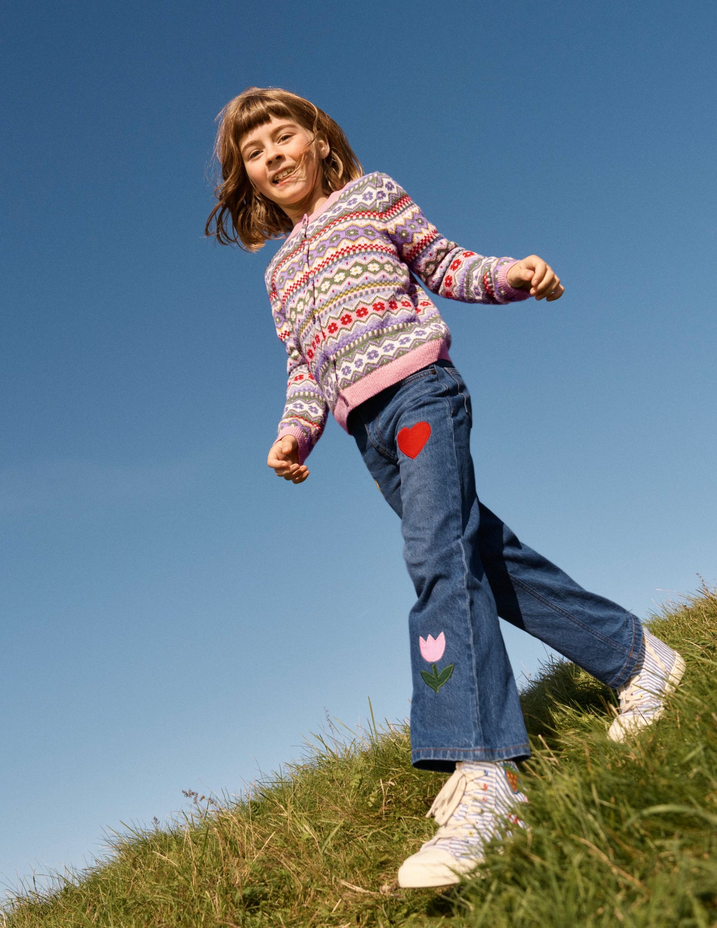 Jean décontracté-Appliqué vintage moyen