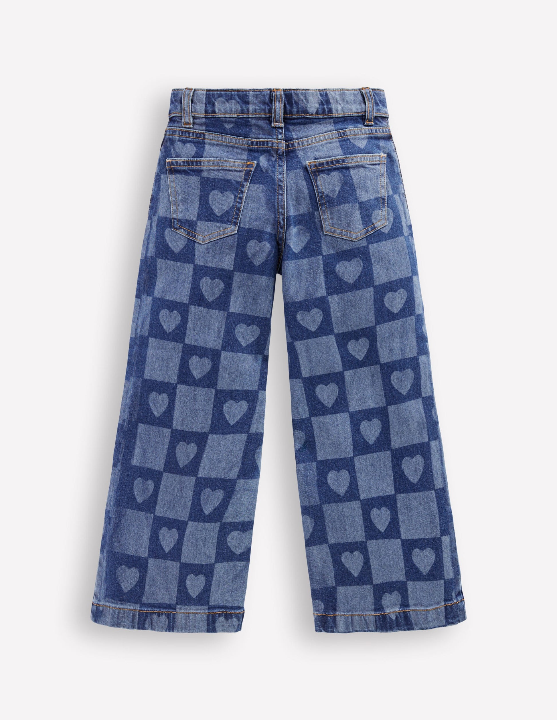 Jean large-Motif Heart Checkerboard denim-2