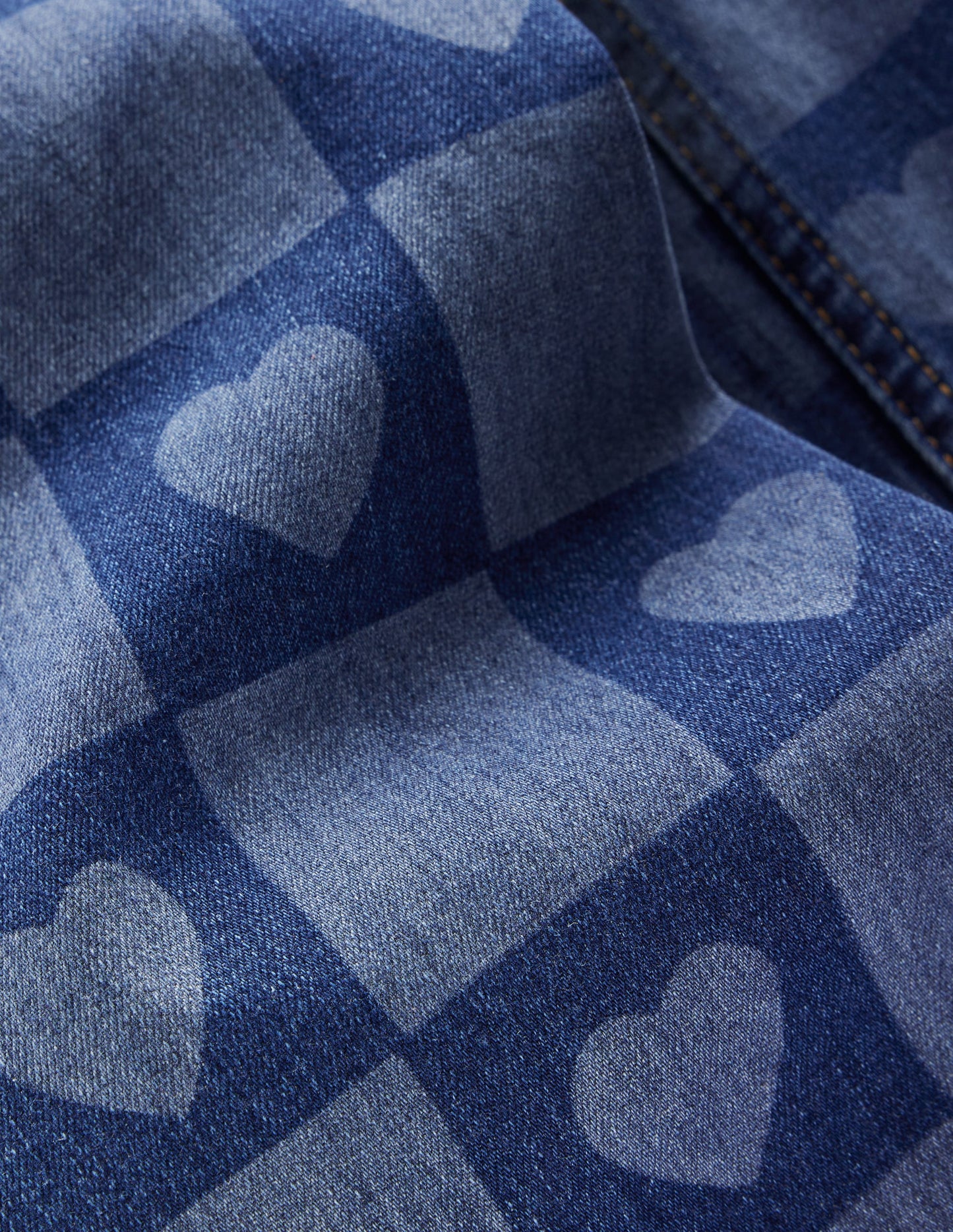 Jean large-Motif Heart Checkerboard denim