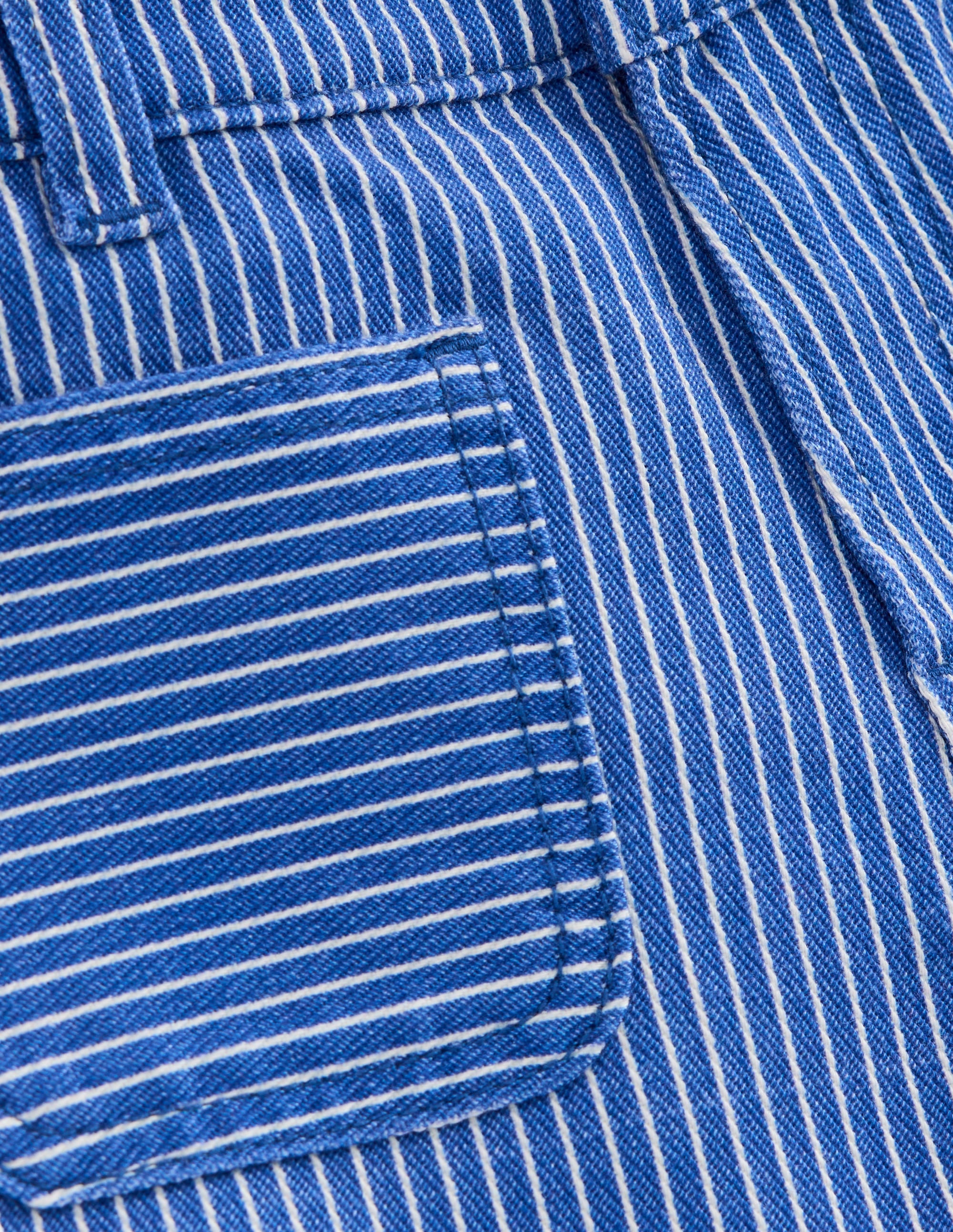 Patch Pocket Straight Jeans-Blue and Ivory Ticking Stripe - Image 3