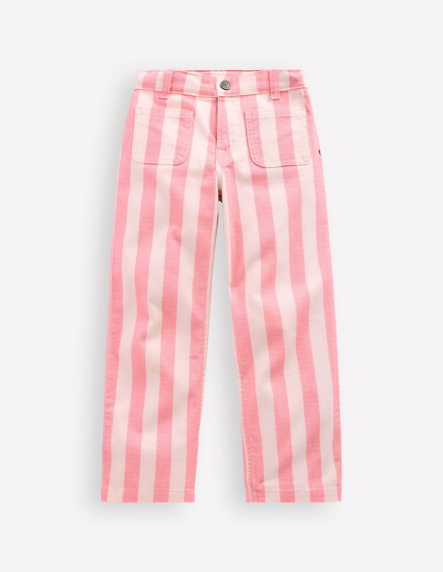 Gerade Jeans mit aufgesetzten Taschen-Rosa/Naturweiß Streifen