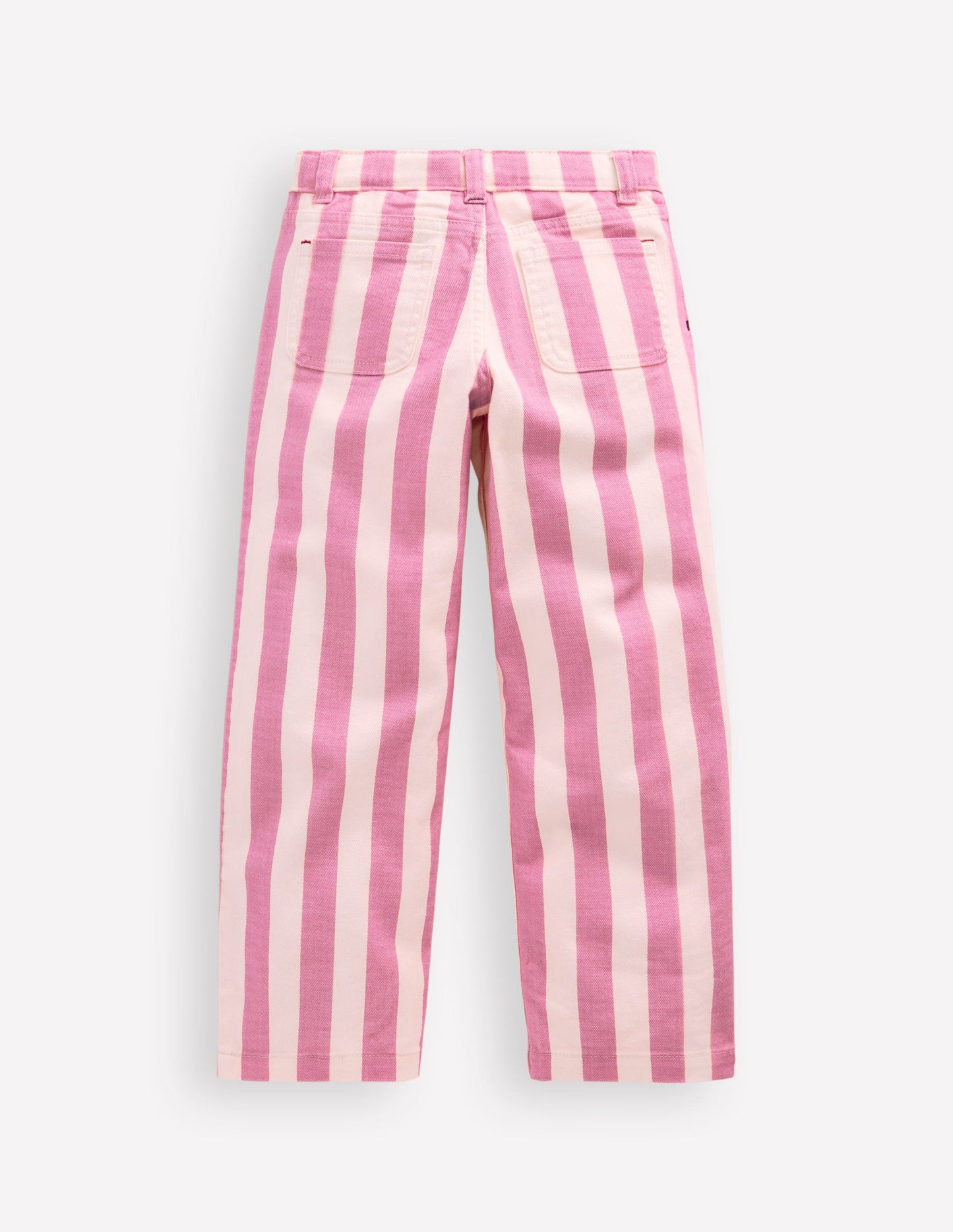 Gerade Jeans mit aufgesetzten Taschen-Rosa/Naturweiß Streifen