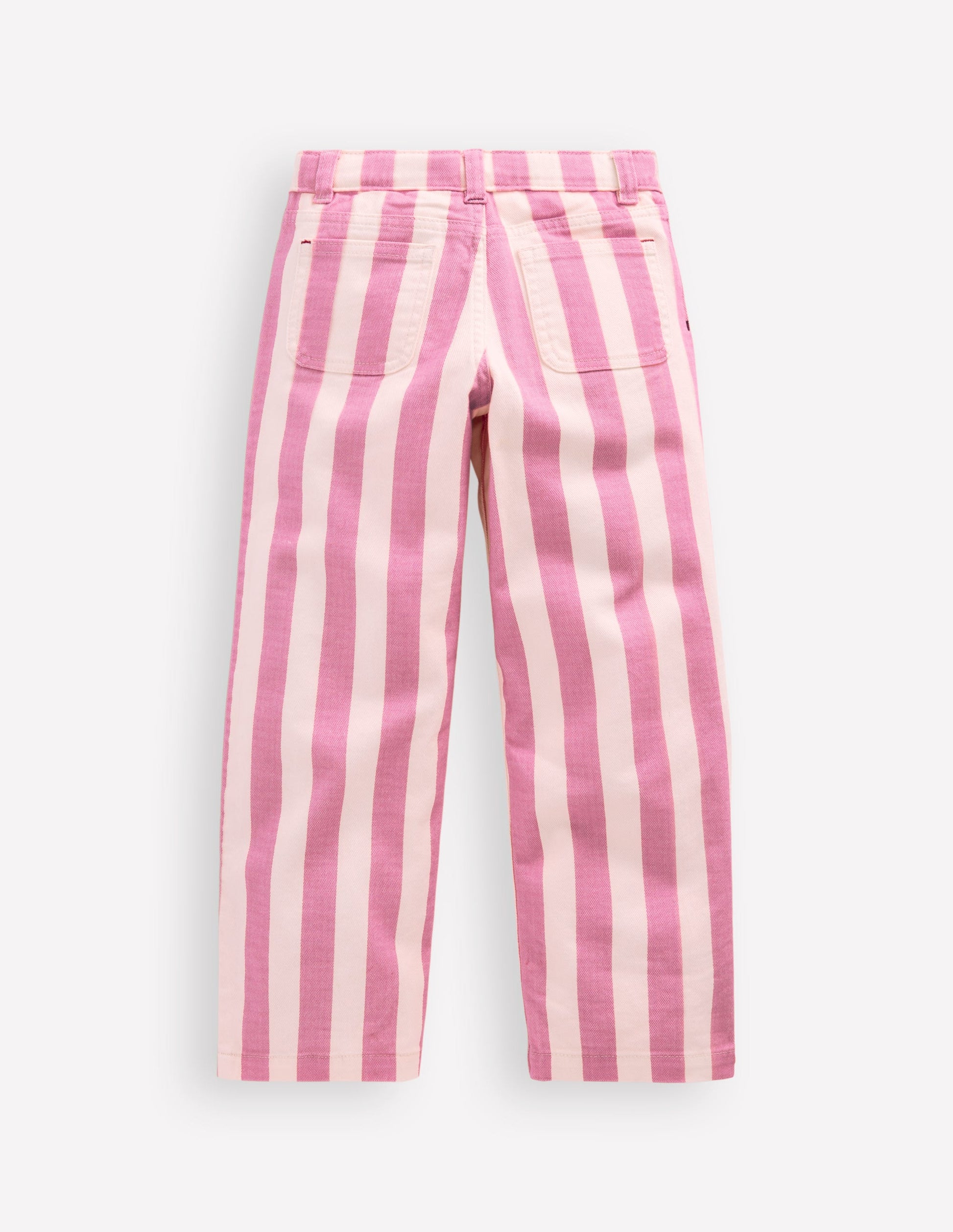 Gerade Jeans mit aufgesetzten Taschen-Rosa/Naturweiß Streifen-5
