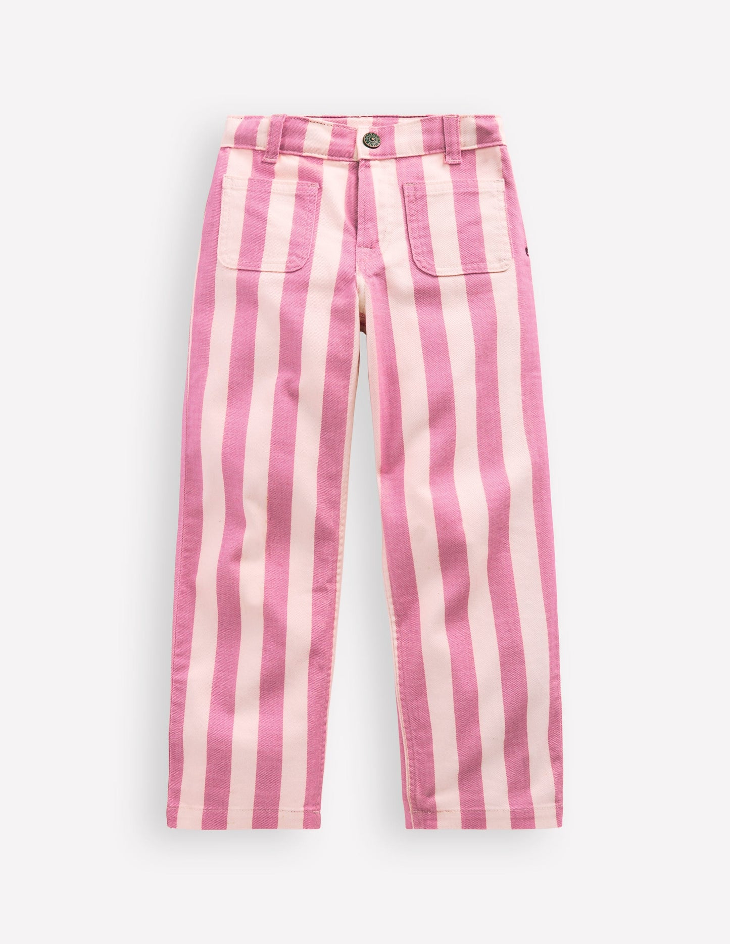 Gerade Jeans mit aufgesetzten Taschen-Rosa/Naturweiß Streifen
