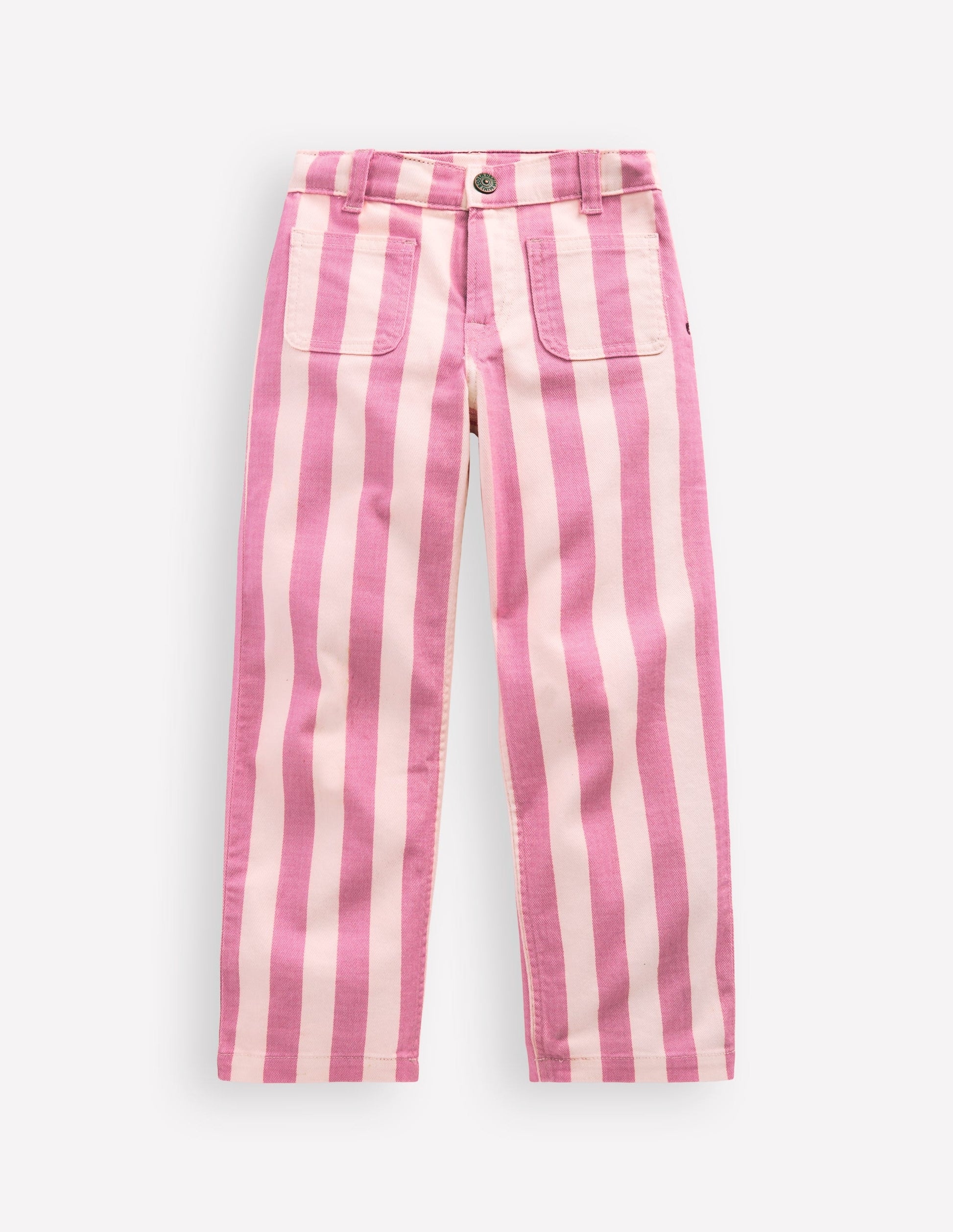 Gerade Jeans mit aufgesetzten Taschen-Rosa/Naturweiß Streifen-4