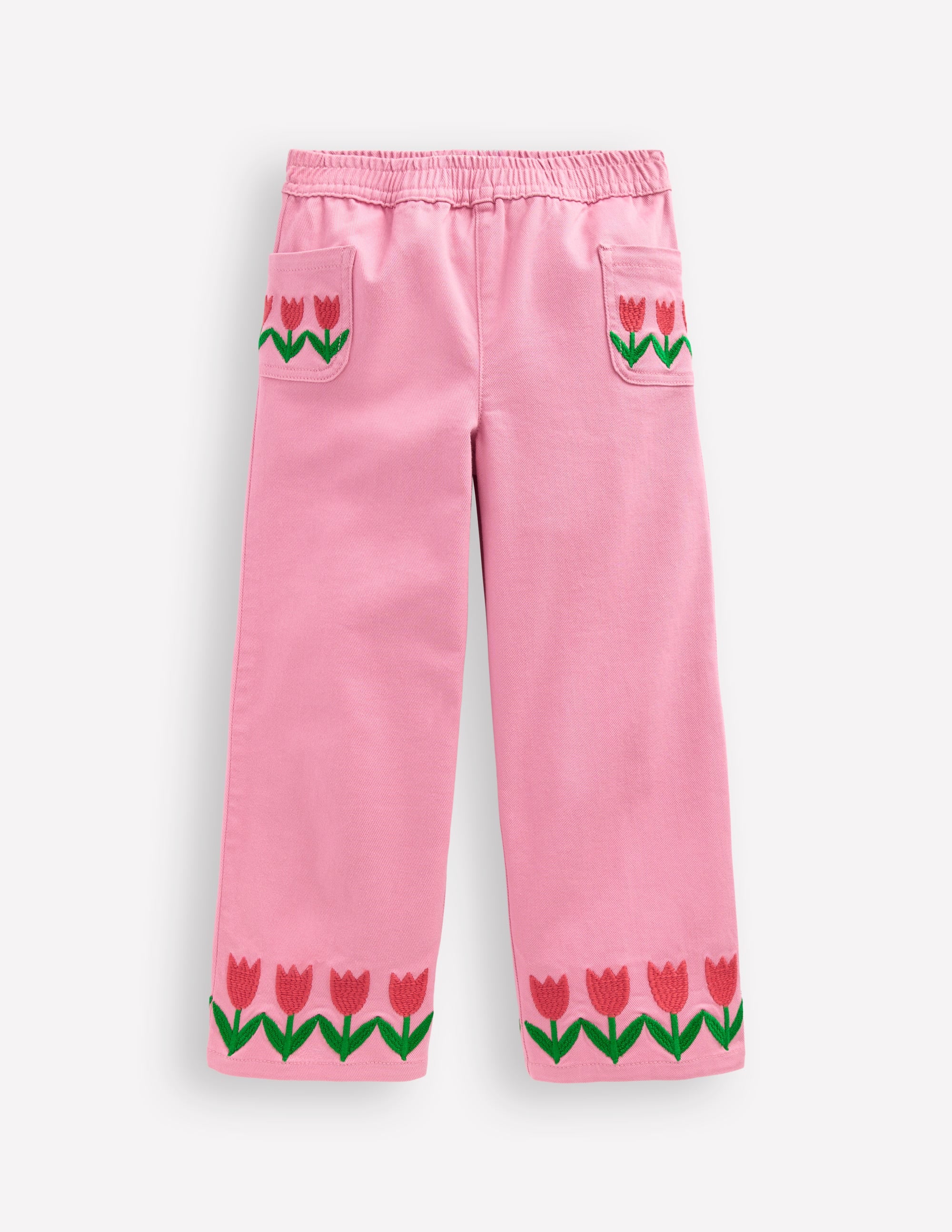 Jeans mit weitem Bein zum Hineinschlüpfen-Rosa Tulpen - Image 4