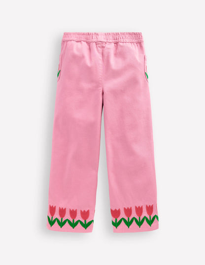 Hose mit weitem Bein zum Hineinschlüpfen-Rosa Tulpen-6