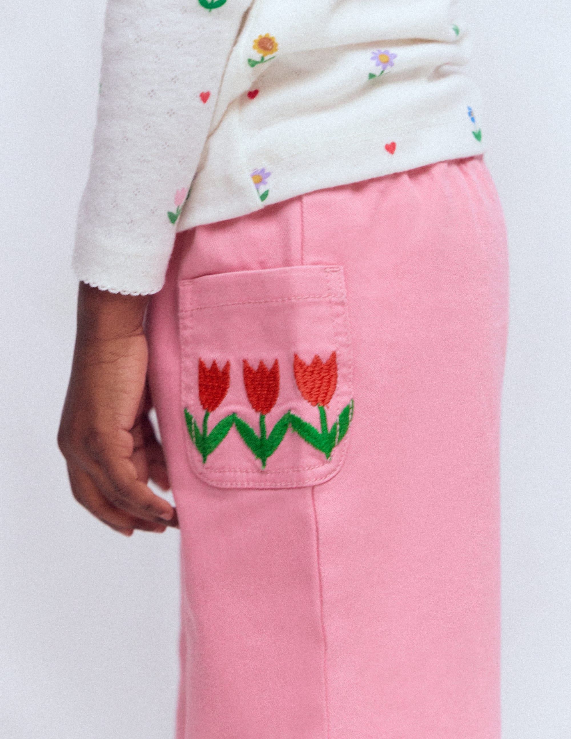 Jeans mit weitem Bein zum Hineinschlüpfen-Rosa Tulpen - Image 2