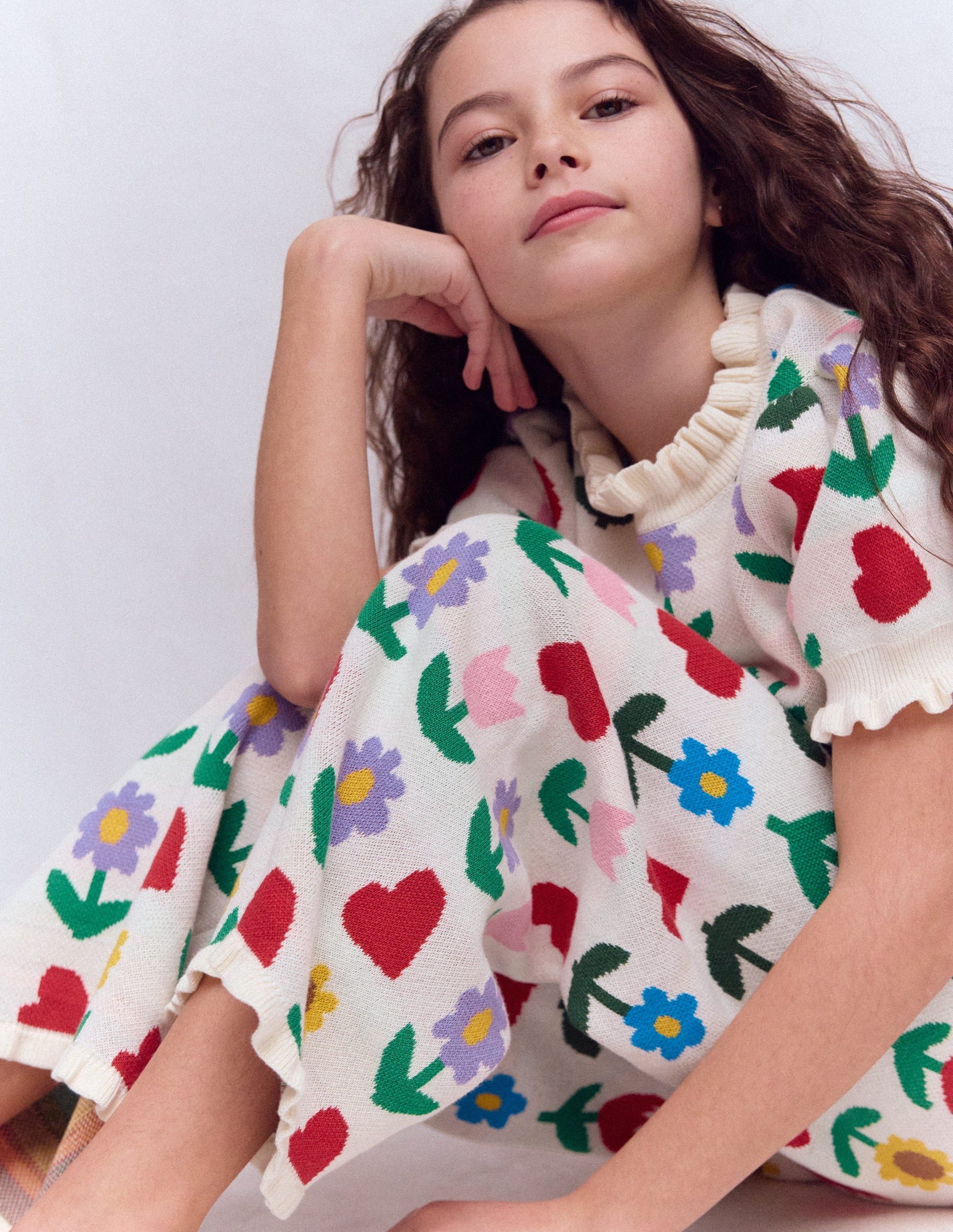 Ausgestellte Strickhose-Beige meliert Sonnenblumengarten-3