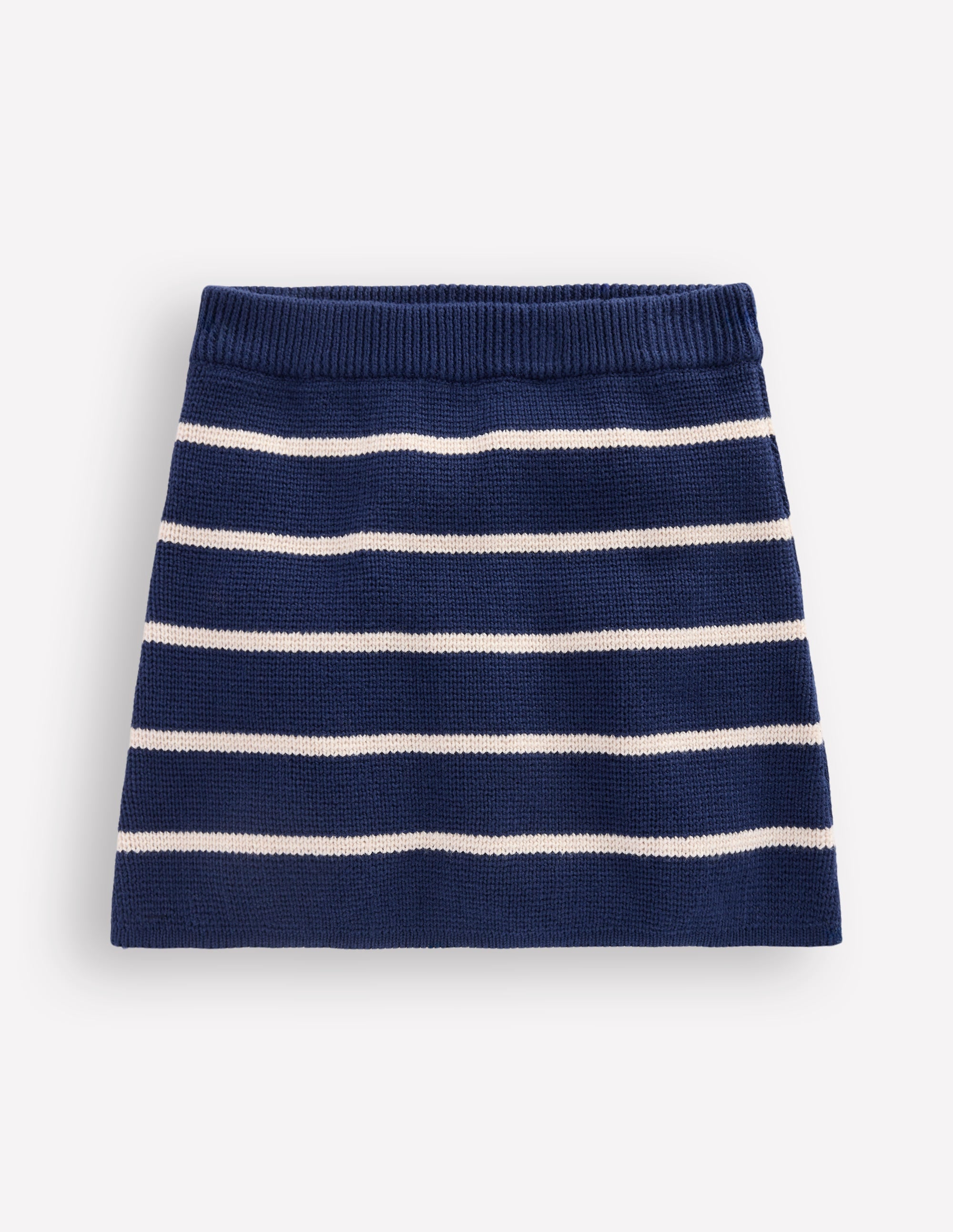 Knitted Skirt-College Navy and Ivory Stripe - Image 1