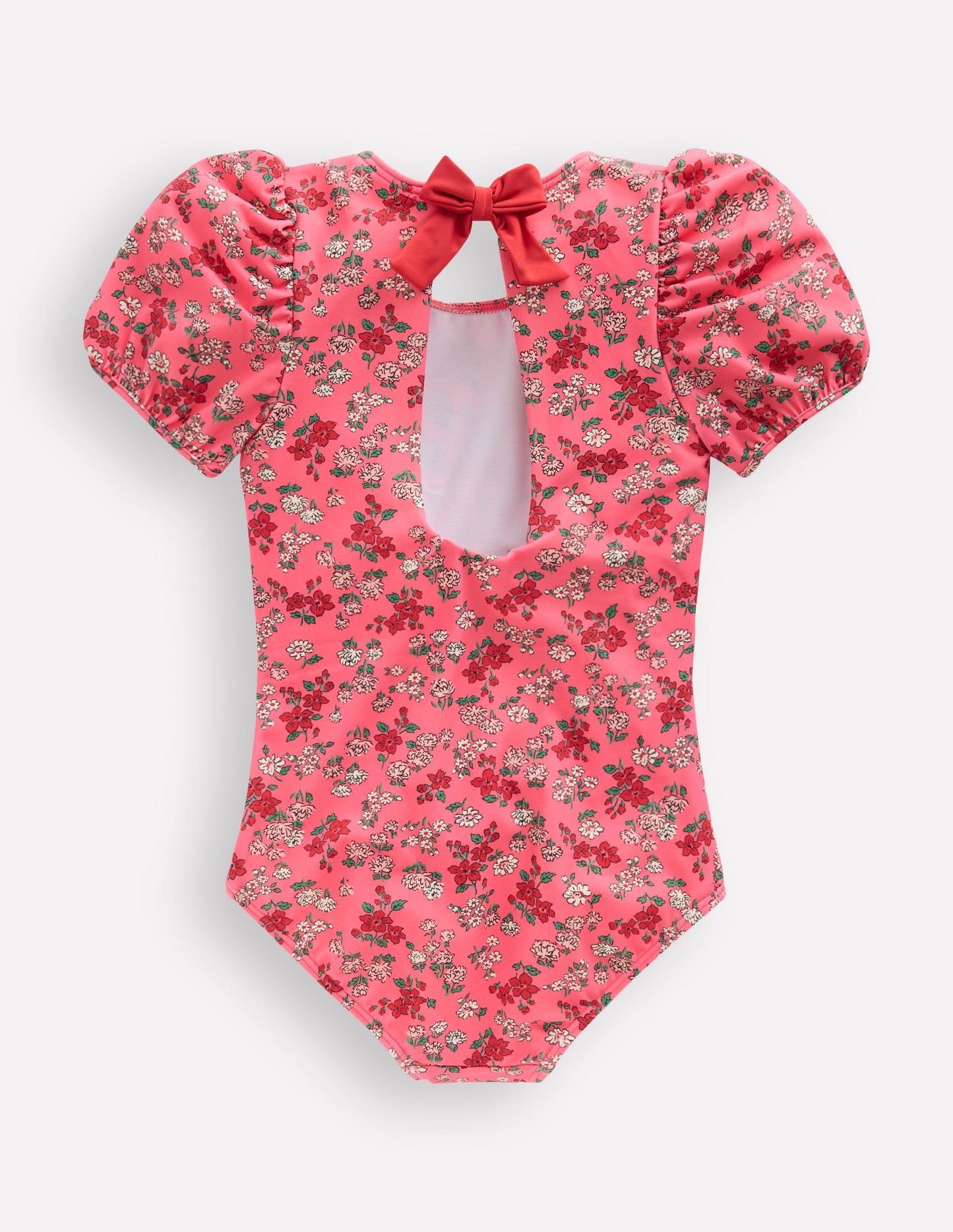Maillot de bain à manches bouffantes-Motif Meadow Floral rose saumon